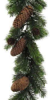 LeGer Home by Lena Gercke Kunstguirlande Jayla, kerstversiering, kerstguirlande Sparrenguirlande met dennenappels, 180 cm, 40 leds, met batterijbox 3AA