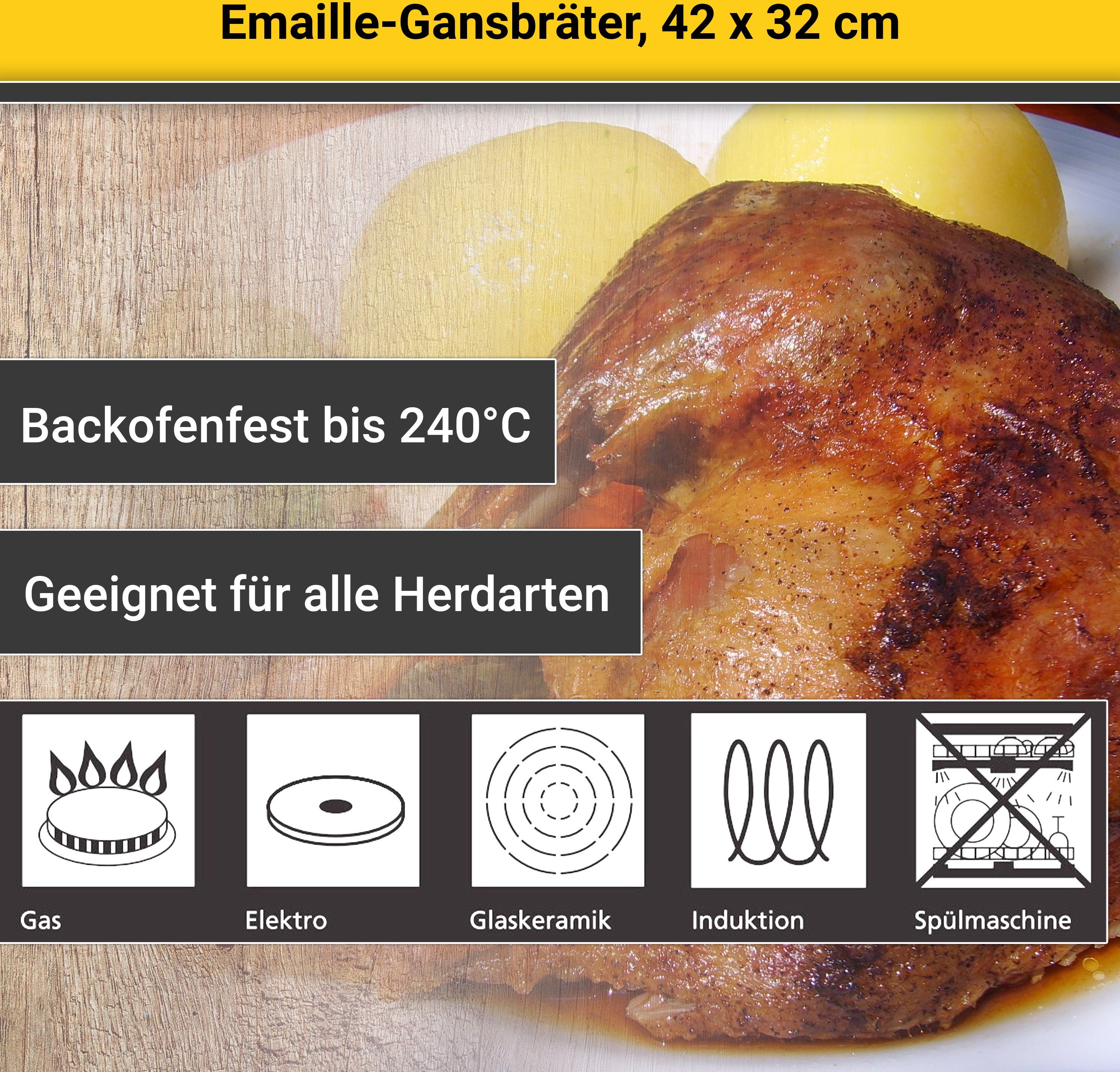Krüger Braadpan Gansbraadpan met druipdeksel voor inductiekookvelden geschikt