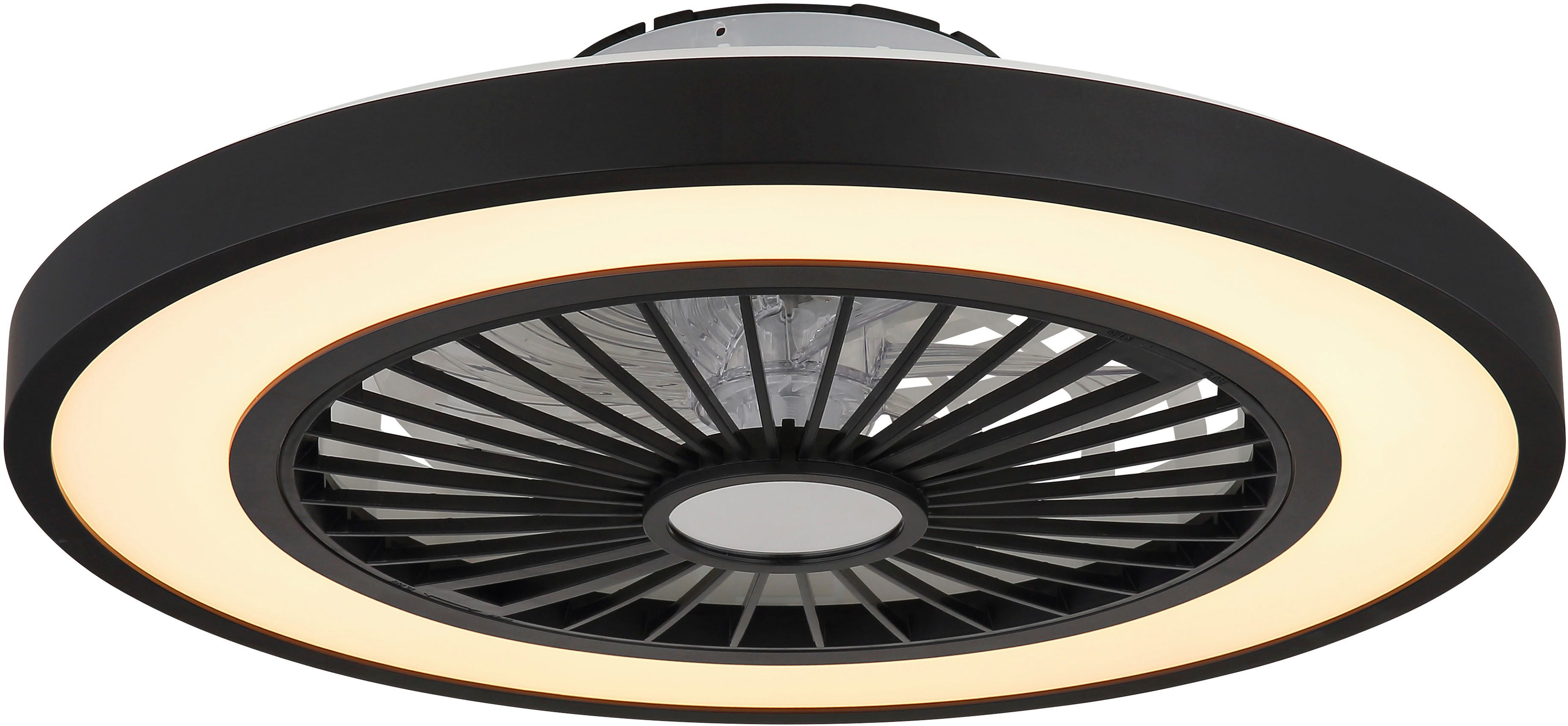 Globo Lightning Plafondlamp BLIZZAK Plafondventilator metaal zwart mat, LED (1 stuk)