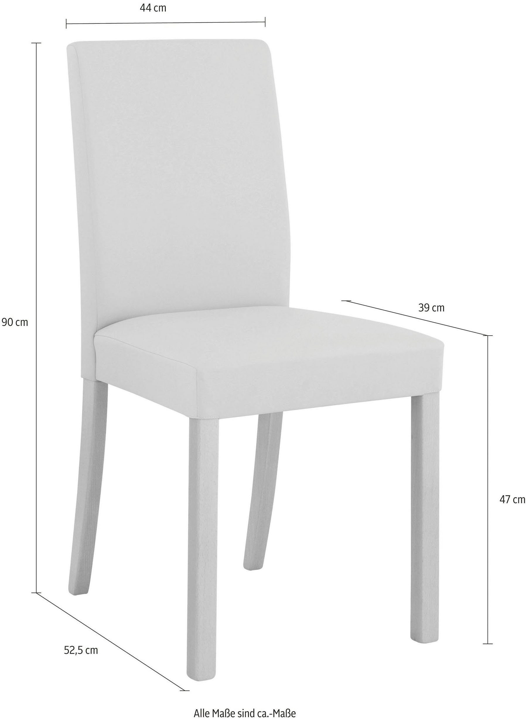 Home affaire Stoel met 4 poten Nina robuuste microvezel, frame naturel-beuken of wengé gelakt (set, 2 stuks)