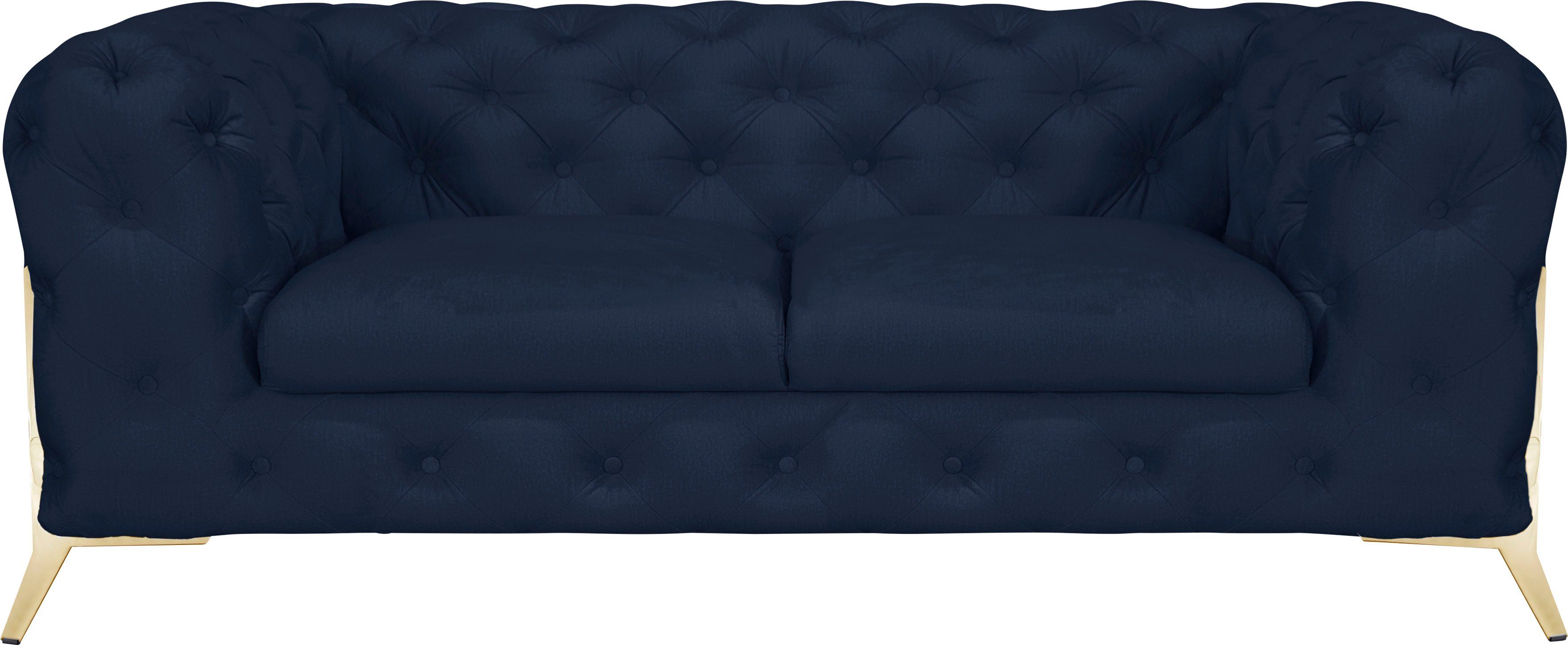 leonique chesterfield-bank amaury luxueuze capitonnage, moderne chesterfield look, kleur van de poten ter keuze blauw