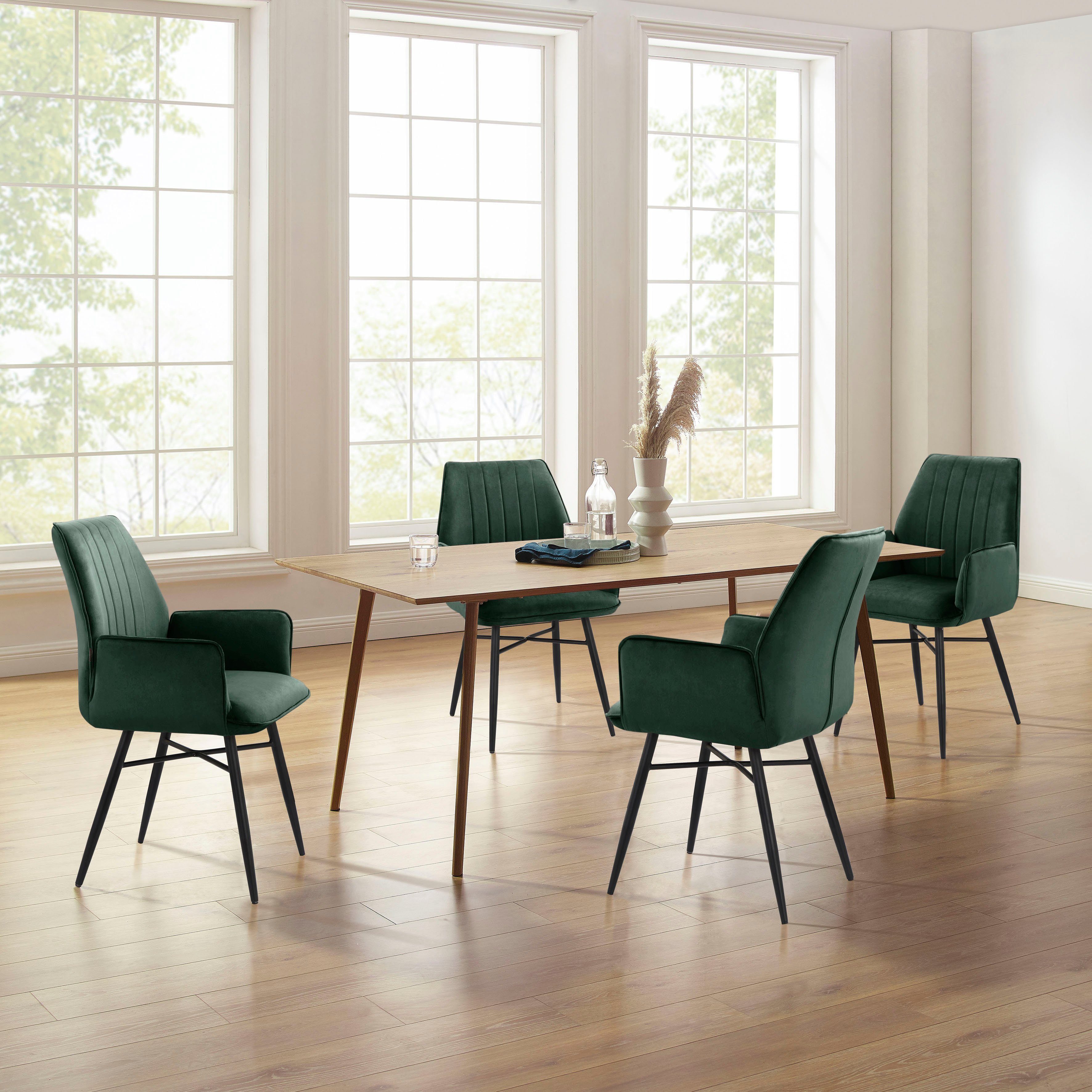 Leonique Eetkamerstoel Hrodwyn Zacht beklede zitting, met horizontale naden op de achterkant, zithoogte 52 cm (2 stuks)
