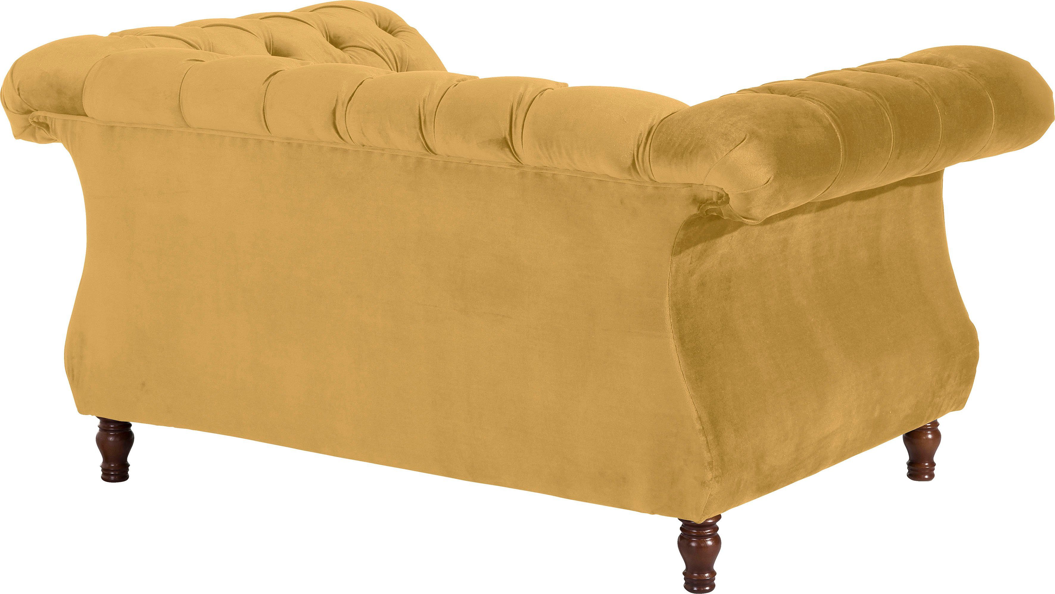 Max Winzer® Loveseat Isabelle, loungestoel Capitonnage & gedraaide poten in beuken notenkleur, breedte 167 cm