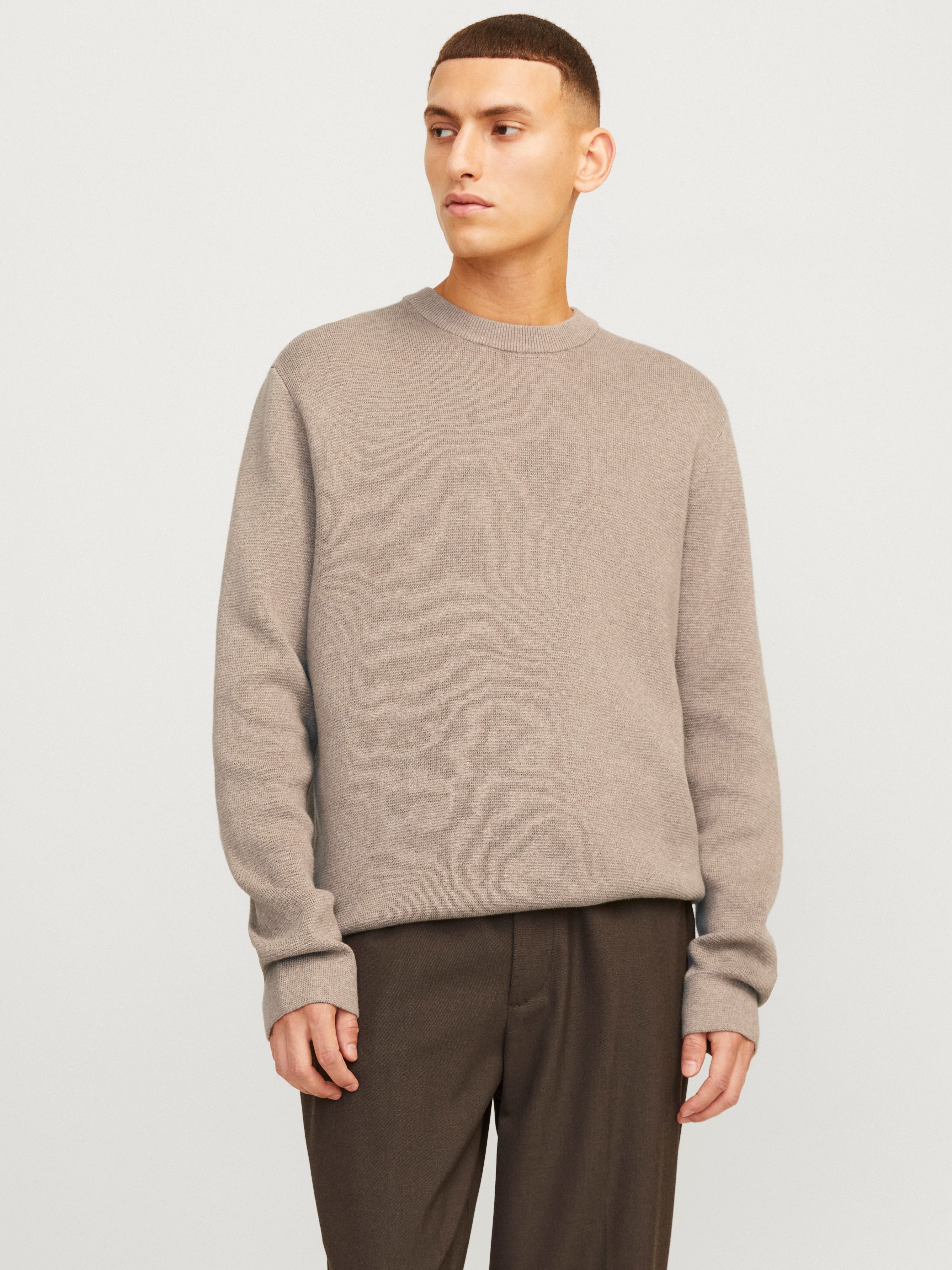 Jack & Jones Gebreide trui JPRBLAMILANO STITCH KNIT CREW NECK SN heren pullovers maat S beige