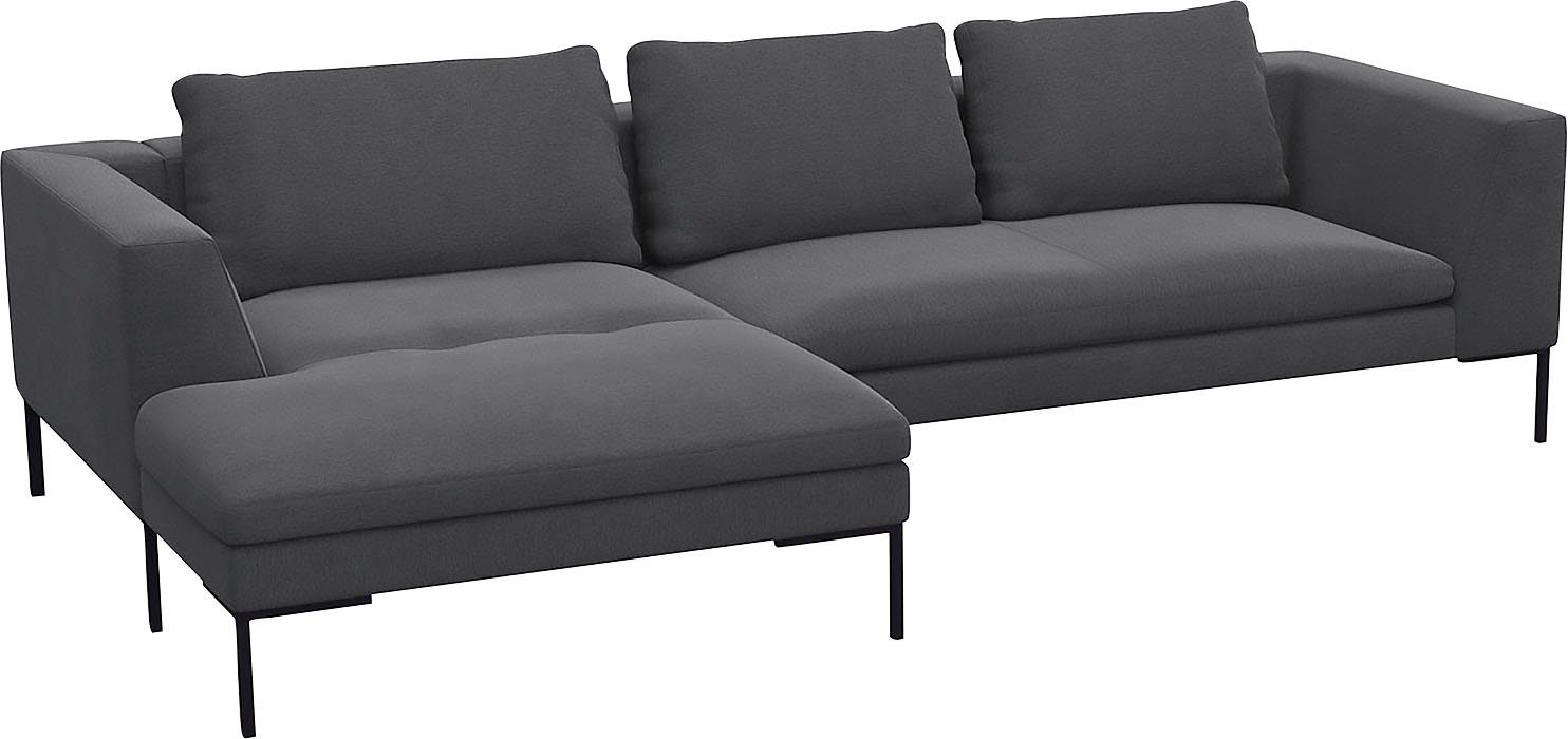 FLEXLUX Hoekbank Loano, geweldige zitcomfort, L-vorm moderne zitbank, vrijstaand, losse kussens, koudschuim in de zitting