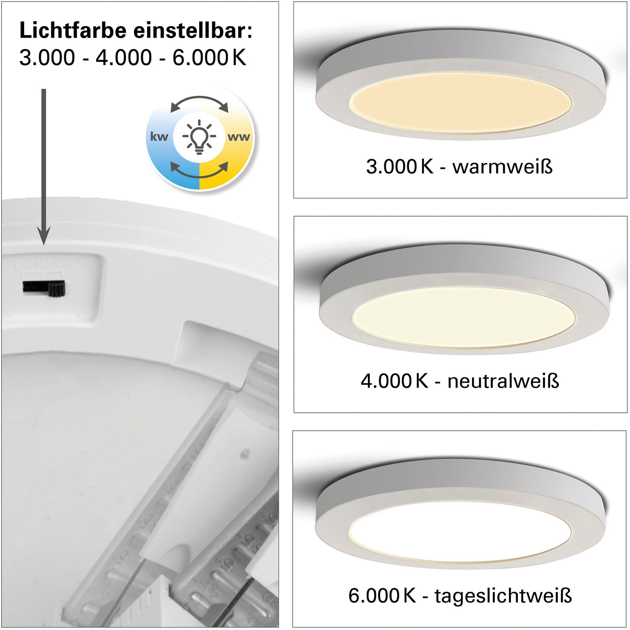 näve Led-plafondlamp Bonus 3 lichtkleuren, 2-in-1-uitstraling, ring chroom magnetisch afneembaar (1 stuk)