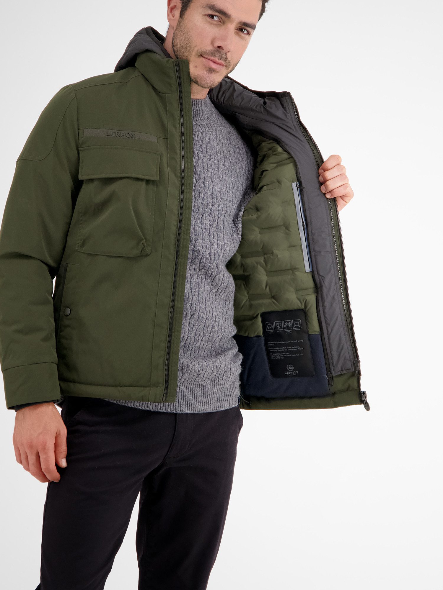 Lerros Outdoorjack LERROS fieldjack met capuchon, gevoerd