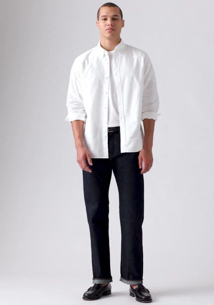 Levi's® Overhemd met lange mouwen AUTHENTIC BUTTON DOWN met ton-in-ton logo-borduursel op de borst