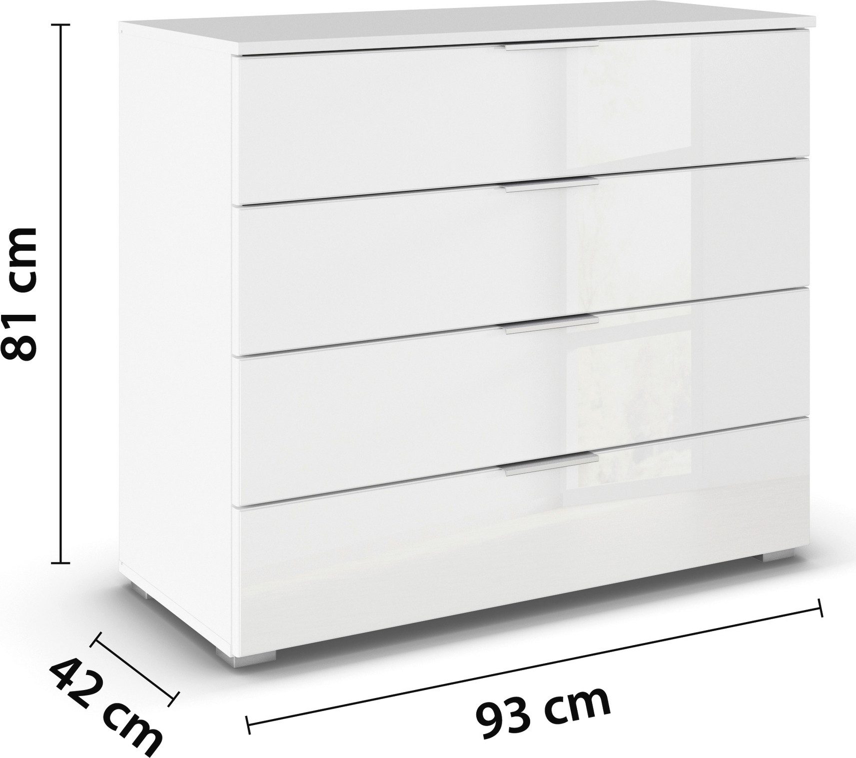 rauch Ladekast Sideboard AGORDO met glazen front Breedte 93 cm met 4 grote lades voor veel opbergruimte MADE IN GERMANY