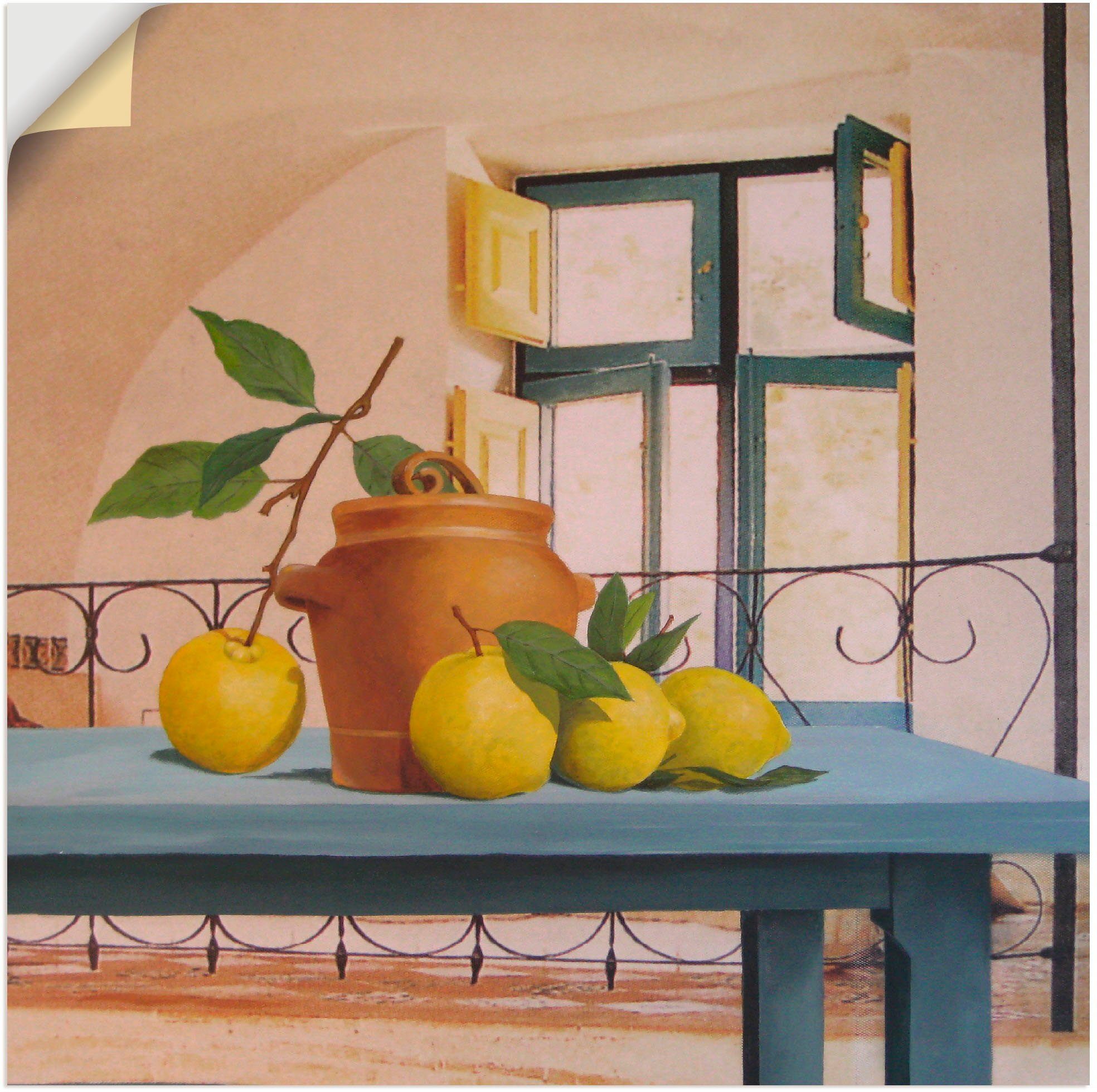 Artland Artprint Stilleven met citroenen in vele afmetingen & productsoorten -artprint op linnen, poster, muursticker / wandfolie ook geschikt voor de badkamer (1 stuk)
