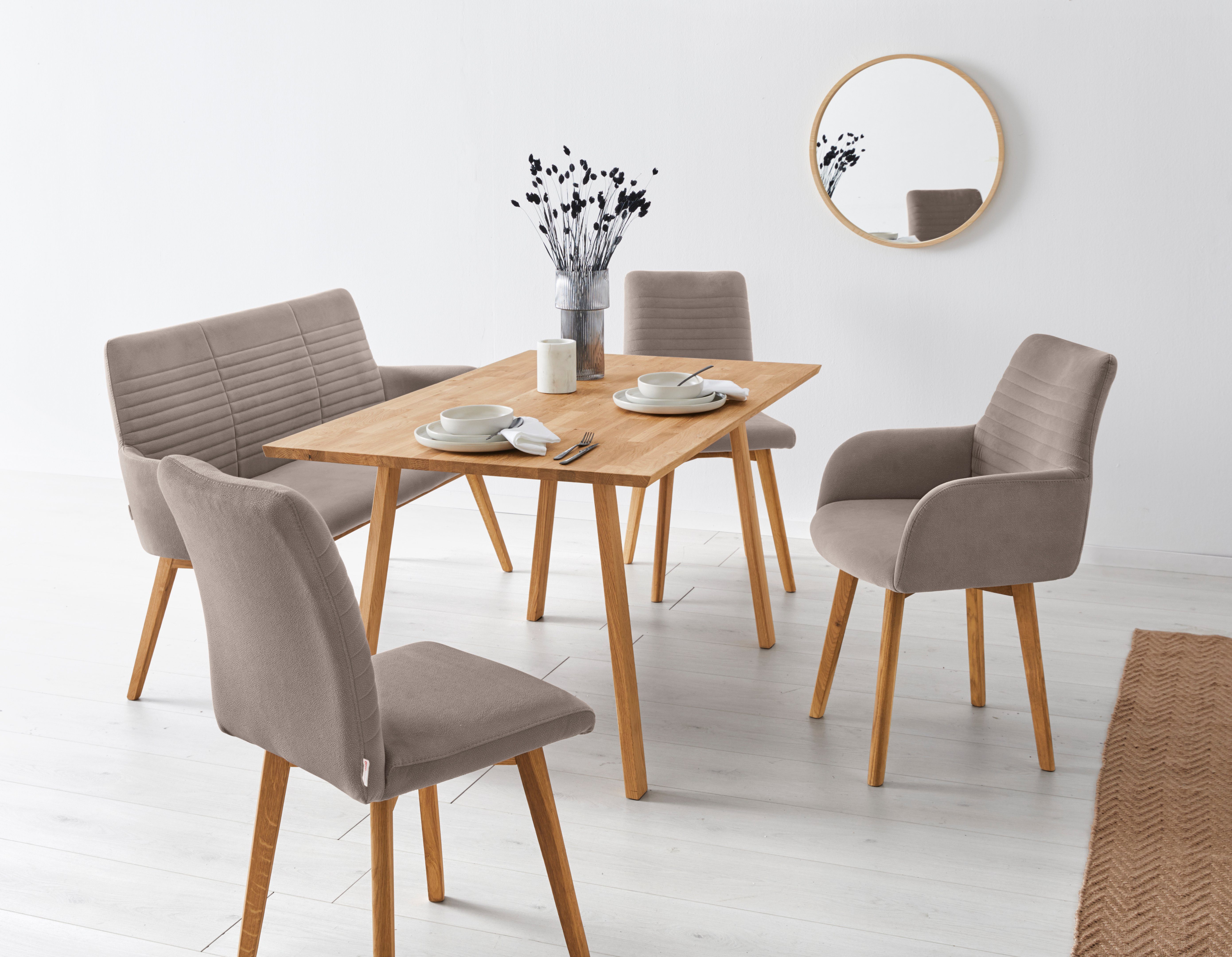 OTTO products Eetkamerstoel Alessja Bekleding van microvezel, frame van eiken massief hout (set, 2 stuks)