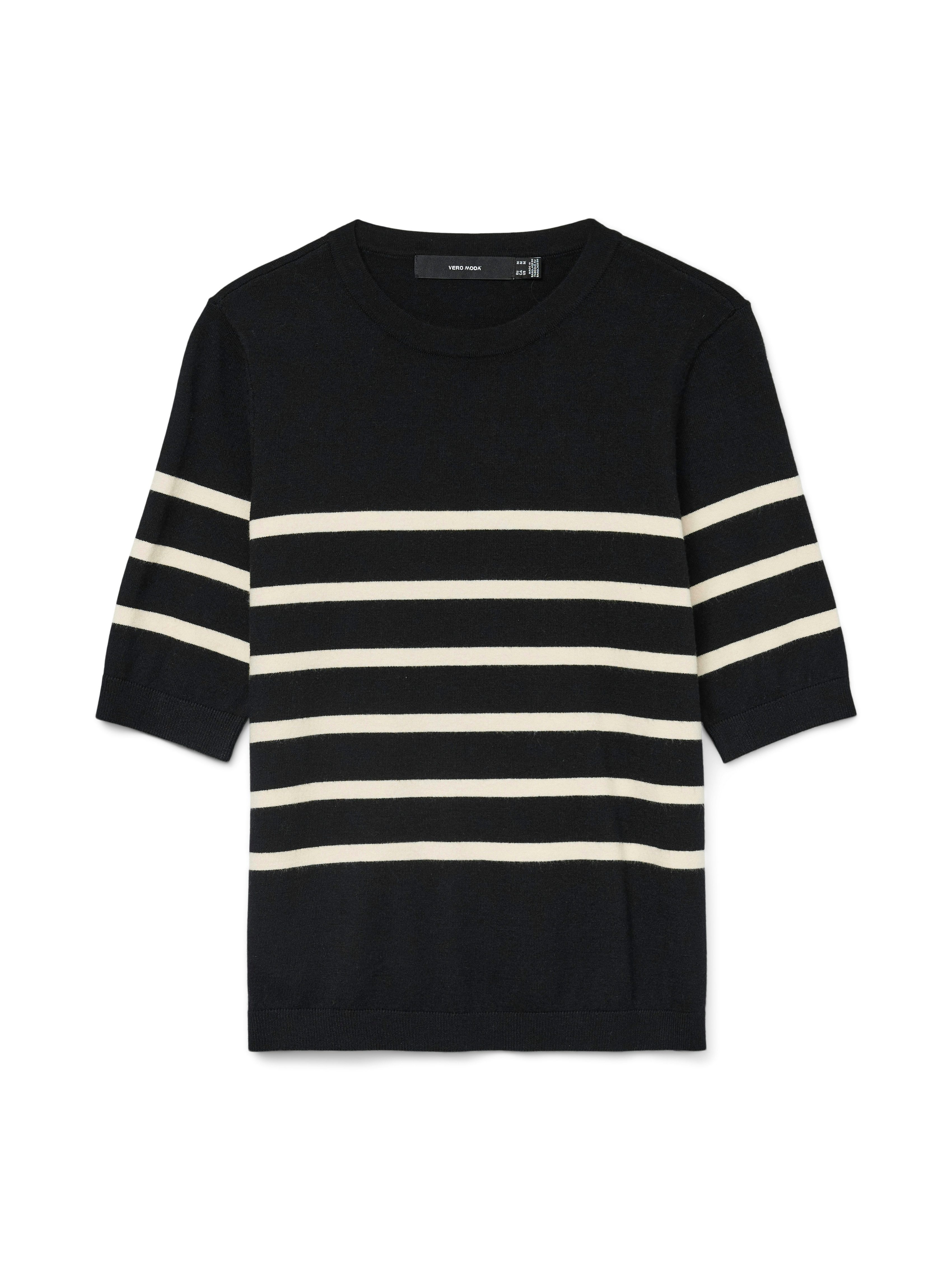 Vero Moda Trui met korte mouwen Lichtgewicht fijn gebreide trui VMSABA PLAIN SS O-NECK PULLOVER GA NOOS (Damestrui, ronde hals, korte mouw, zomertrui)