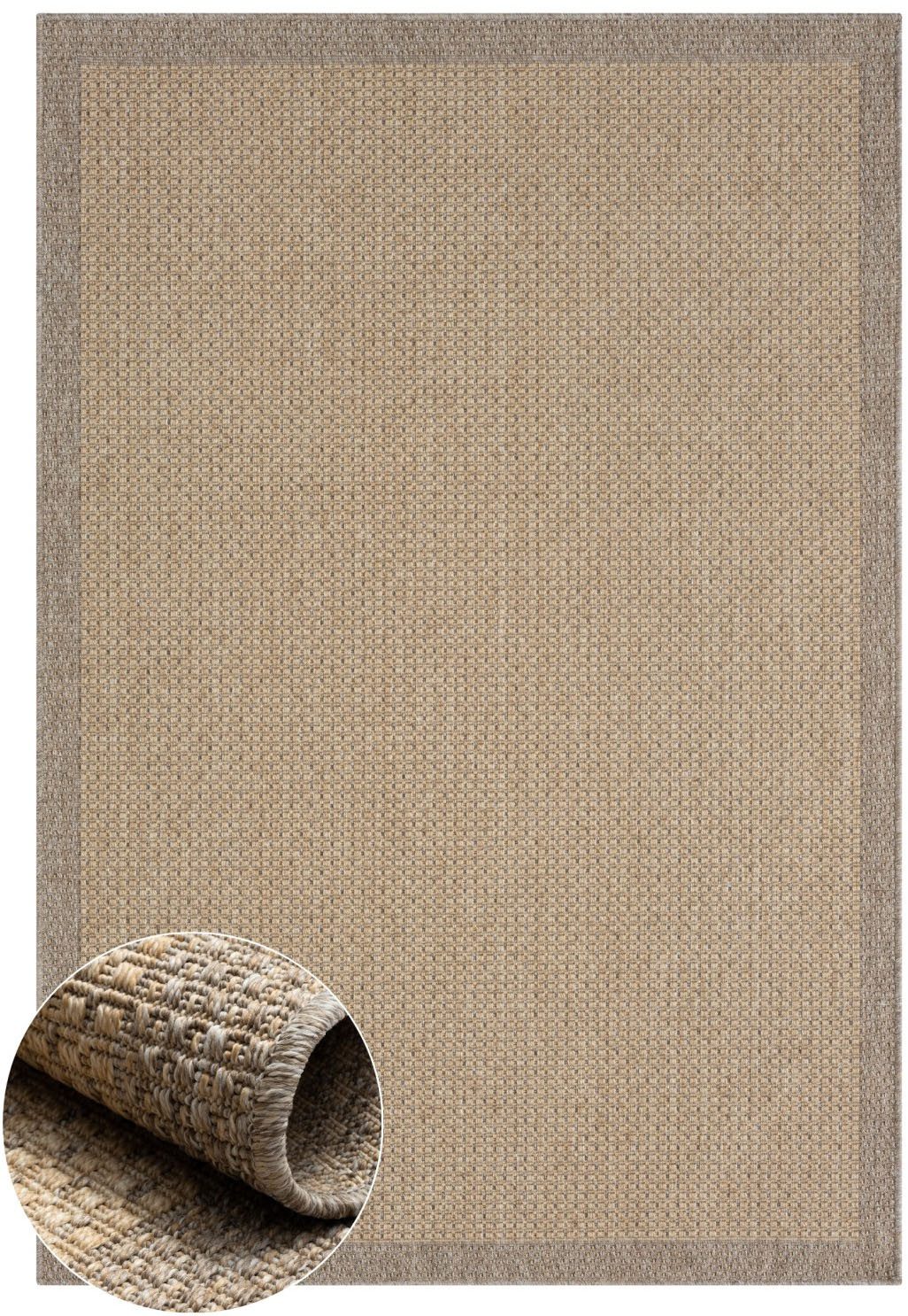 Myflair Möbel & Accessoires Vloerkleed Natura voorraadopruiming Uni-kleuren, met rand, geschikt voor buiten, balkon, terras