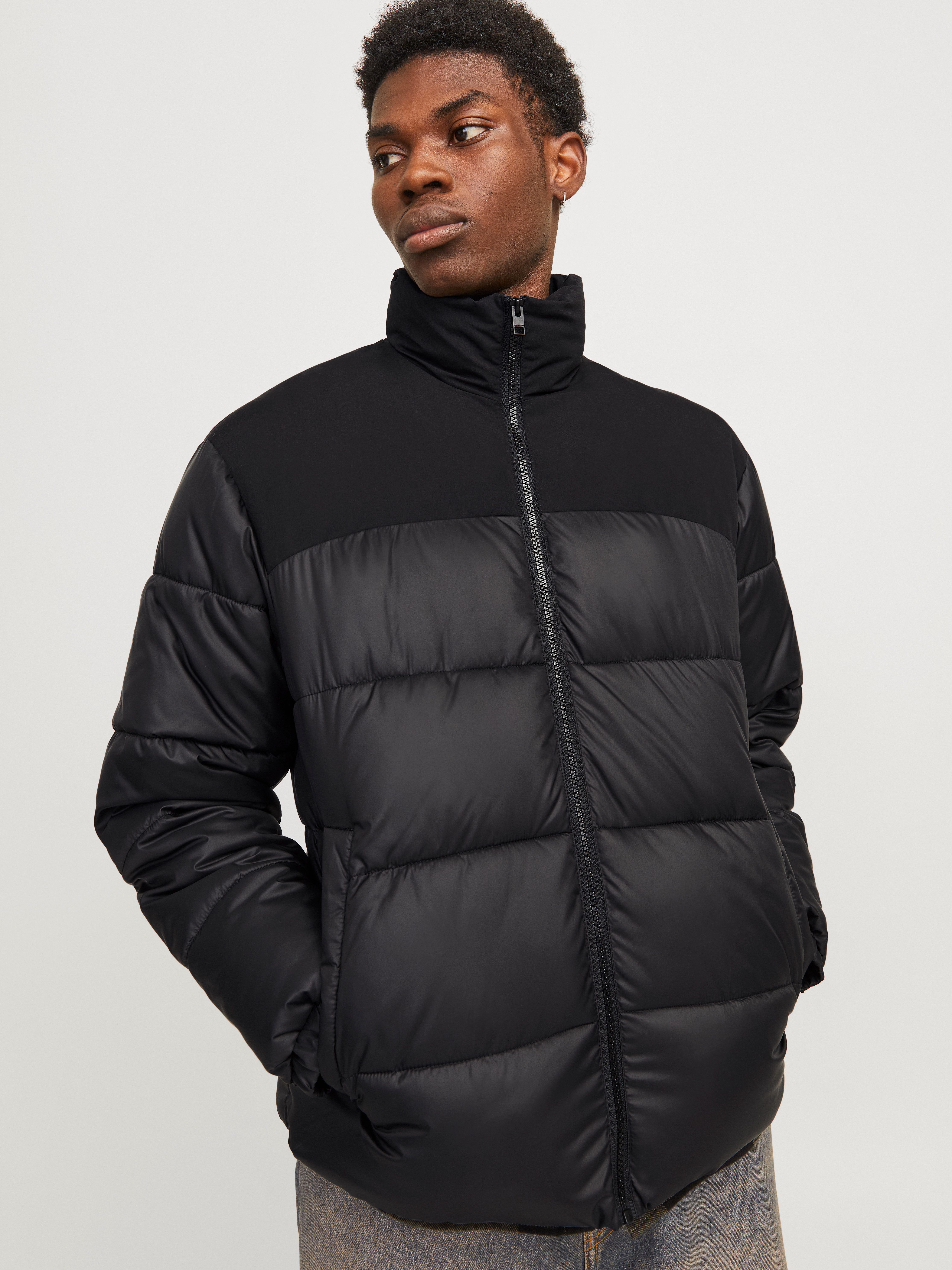 Jack & Jones Gewatteerde jas JJMOON STAND COLLAR PUFFER heren winterjassen maat XL zwart