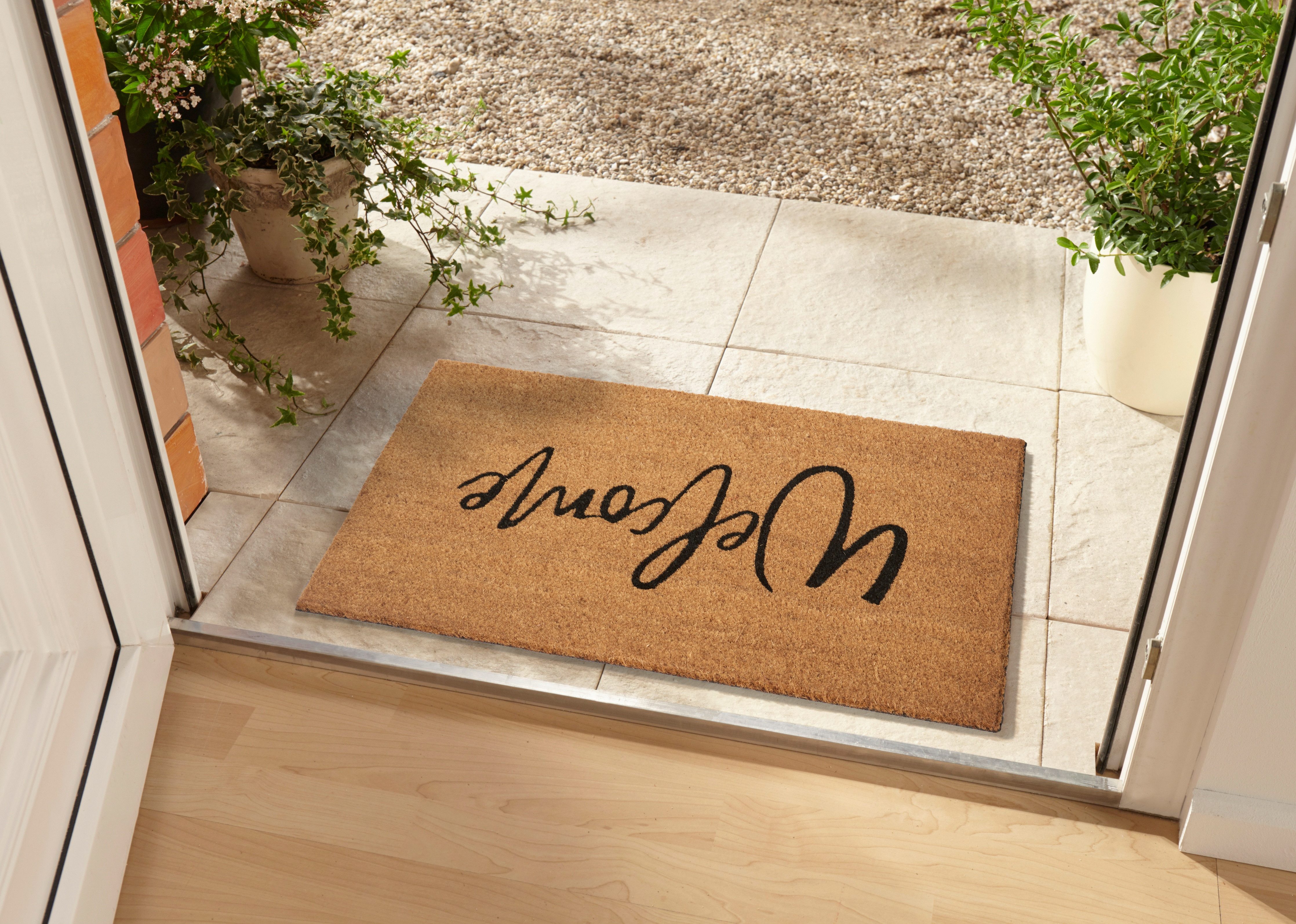 HANSE Home Mat Welkom, deurmat Kokos, vuilopvangmat, outdoor, antislip, binnen, kokosmat, gang