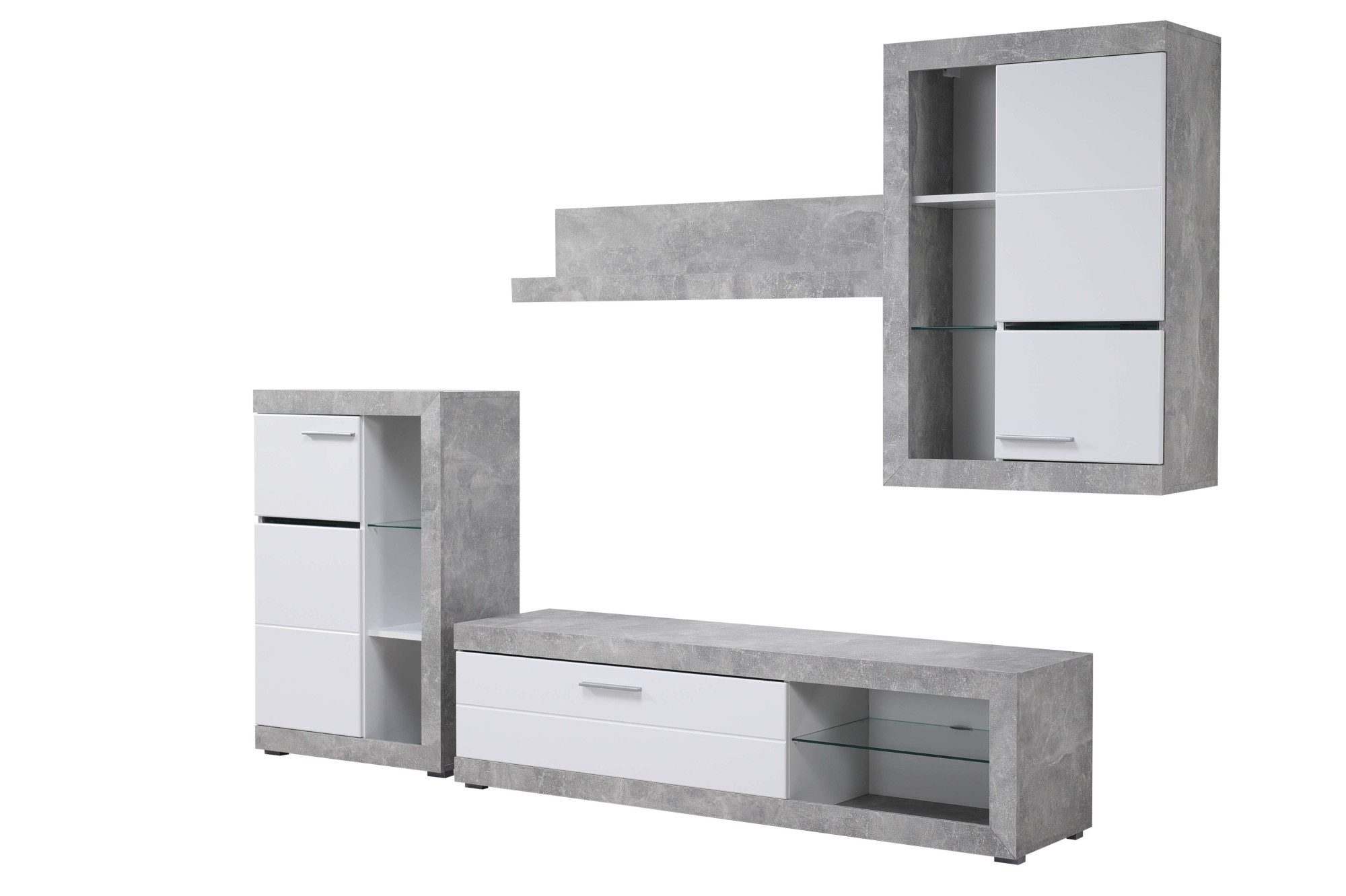 INOSIGN Woonkamerset Rosso woonwand, mediawand, aanbouwwand, voor TV tot 60', breedte 267 cm (complete set, 4-delig)