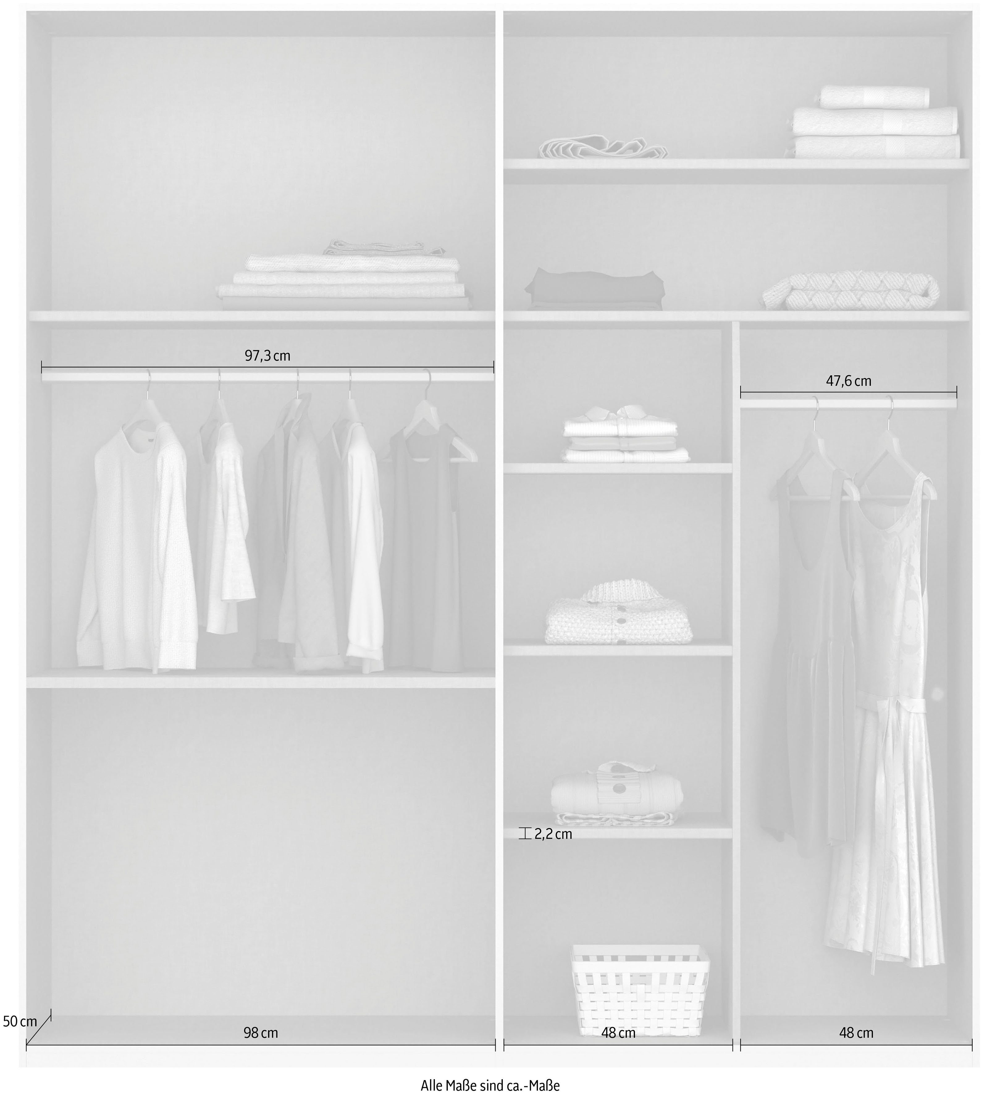 rauch Draaideurkast Montclar Passe-partout optioneel met verlichting, inclusief wasindeling