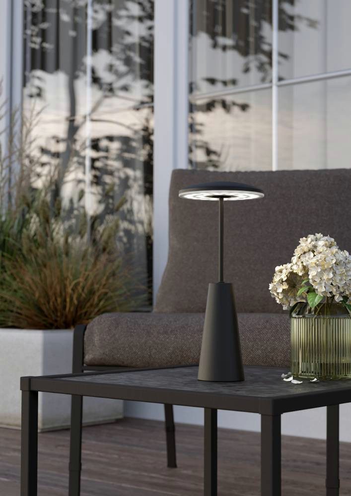 EGLO Tafellamp Piccola dimmbare nachttafellamp, metaal in zwart, lamp voor balkon, ip54 (1 stuk)