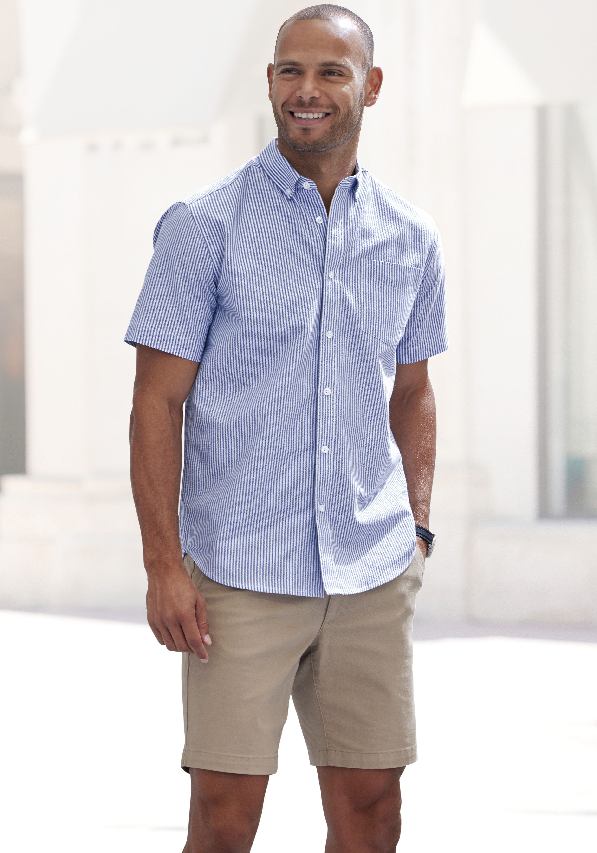 H.I.S Overhemd met korte mouwen Regular fit Oxford overhemd met korte mouwen met button-down-kraag van 100% katoen