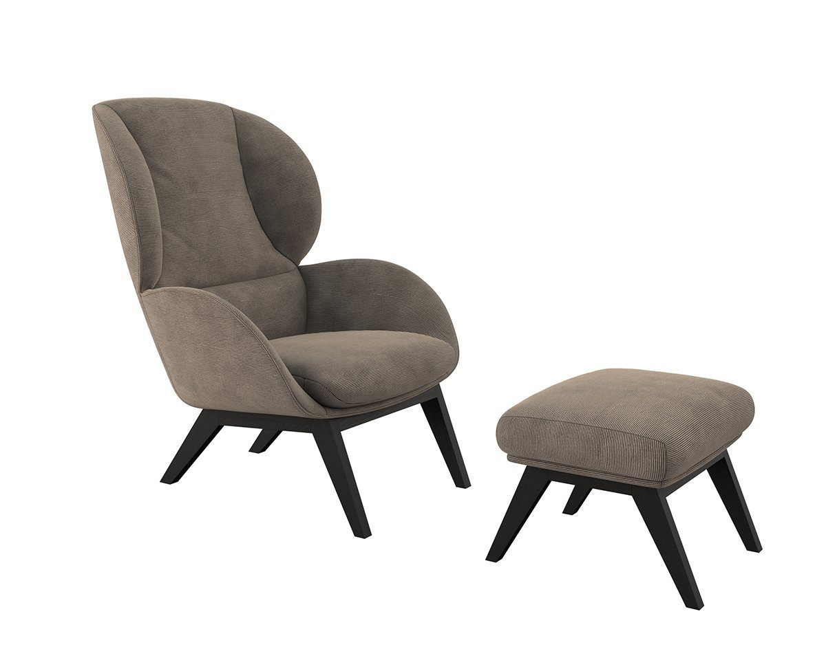FLEXLUX Oorfauteuil Adria designstoel, loungestoel, Stijl & comfort, organische vorm, zwarte houten voet
