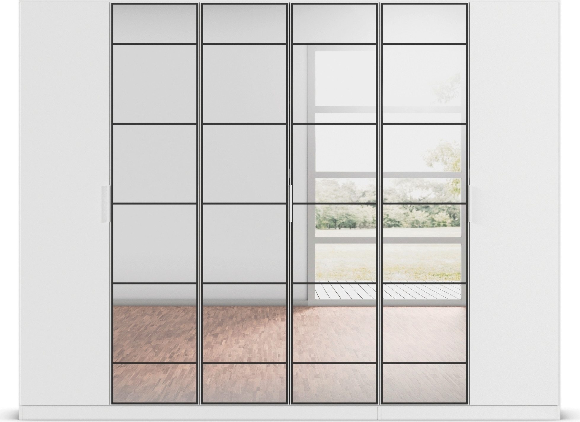 rauch Draaideurkast Kledingkast Kast Garderobe Slaapkamerkast ACERO Middeldeuren met spiegel in moderne loft-look MADE IN GERMANY