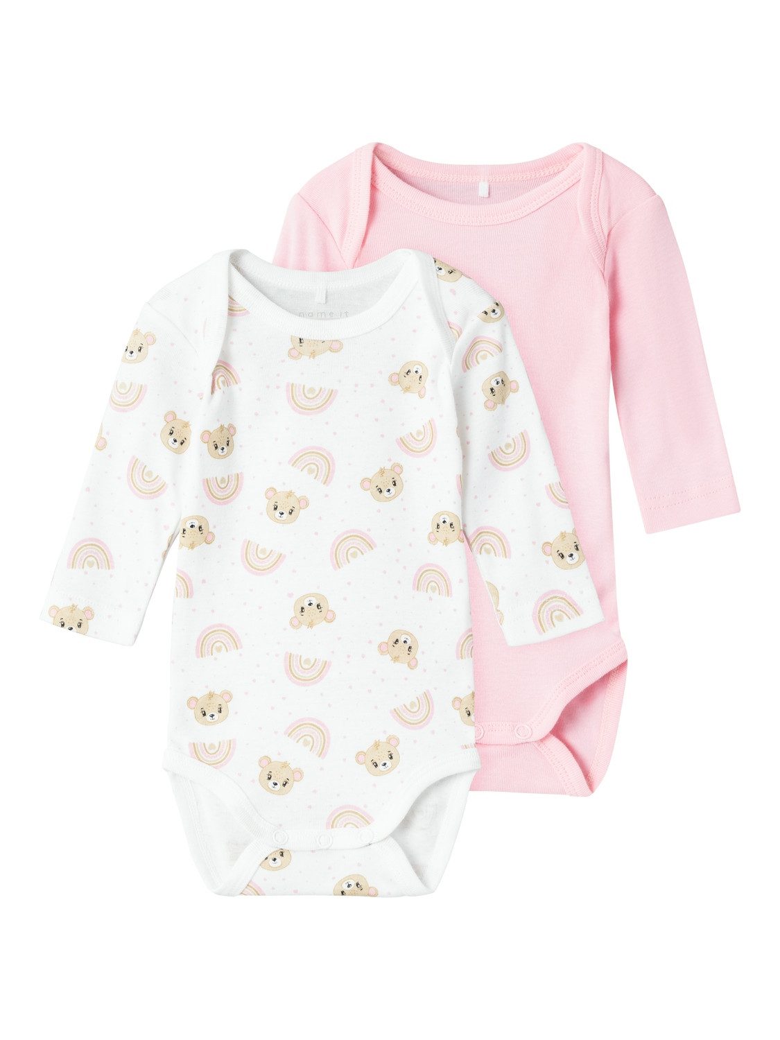 Name it BABY romper set van 2 met all overprint roze wit Meisjes Katoen Ronde hals 80