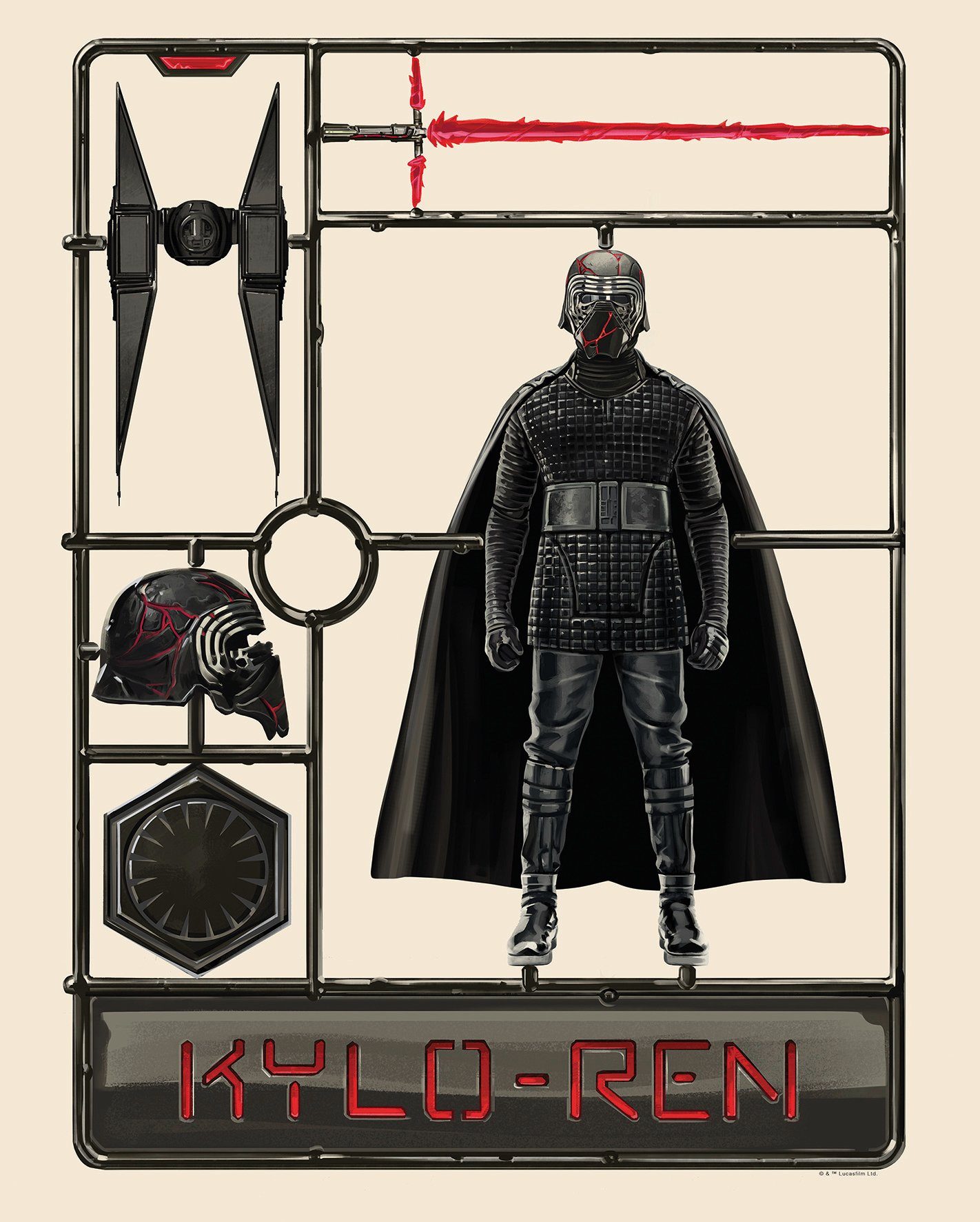 Komar wanddecoratie Star Wars Toy Kylo, zonder lijst