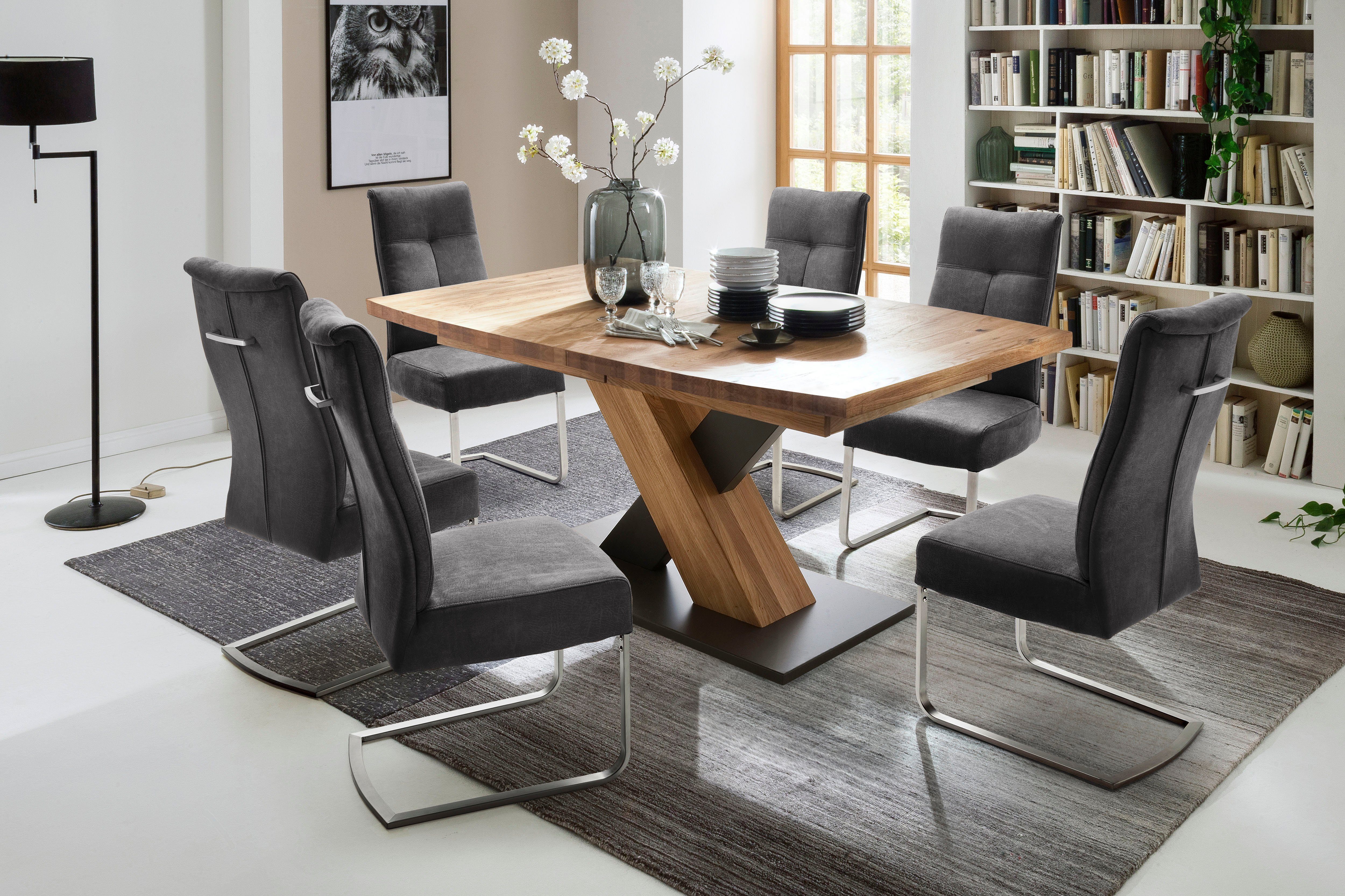 MCA furniture Eettafel Mendoza Bootvormige eettafel met X-stijl, uitschuifbaar eettafels maat 140 cm x 78 cm x 90 cm beige