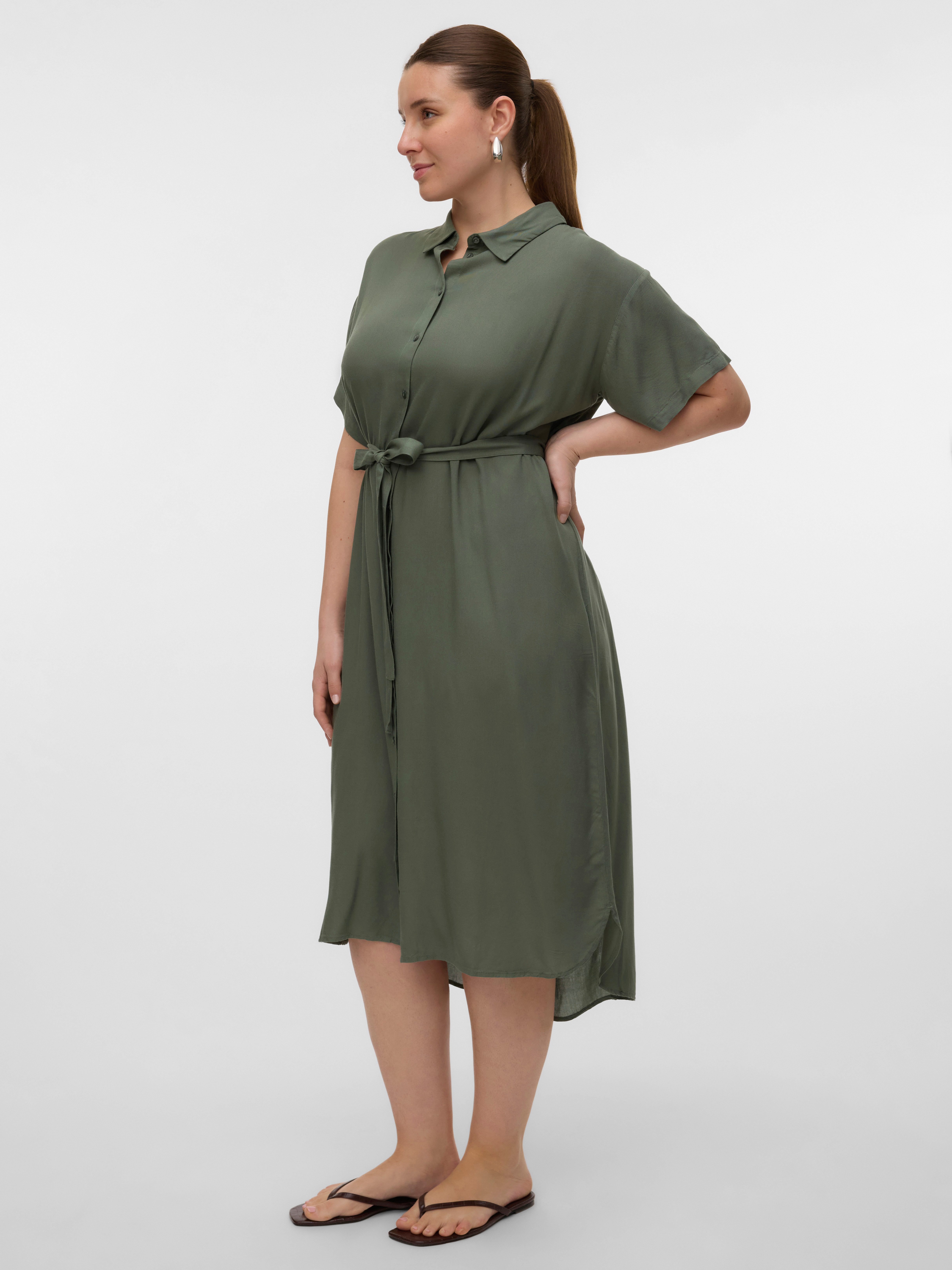 Vero Moda Curve Jurk met overhemdkraag VMBUMPY SS SHIRT DRESS WVN GA CUR