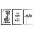 reinders! artprint happy vrijheid - palm - olifant - blij (3 stuks) zwart