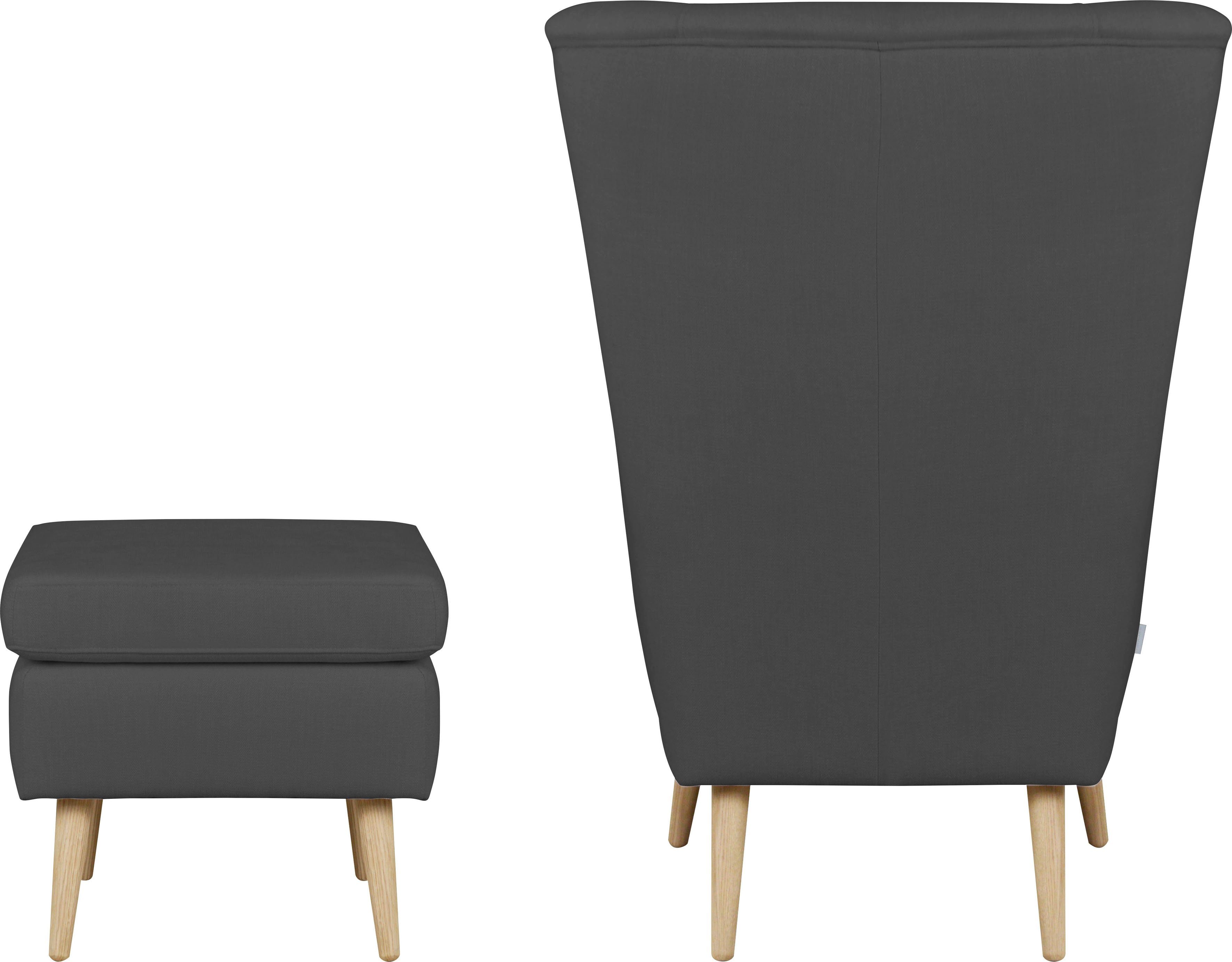 Guido Maria Kretschmer Home&Living Fauteuil Sallito, TV-stoel, oorfauteuil met Hocker, in veel stofkwaliteiten, ook in fluweelcord