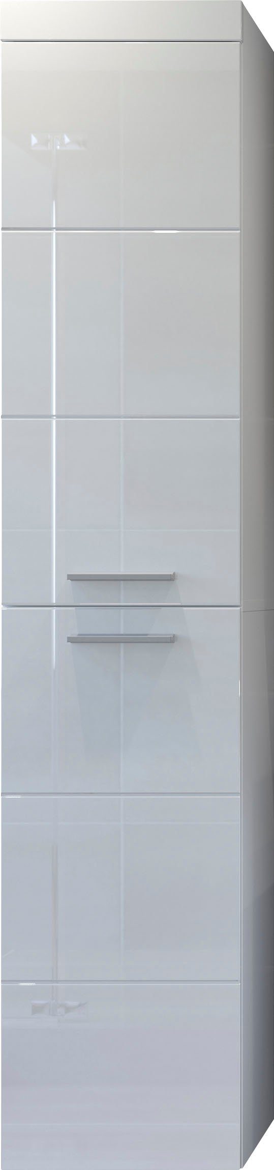 welltime Hangend kastje Dormoletto Hangende hoge kast in hoogglans wit met horizontale frezing