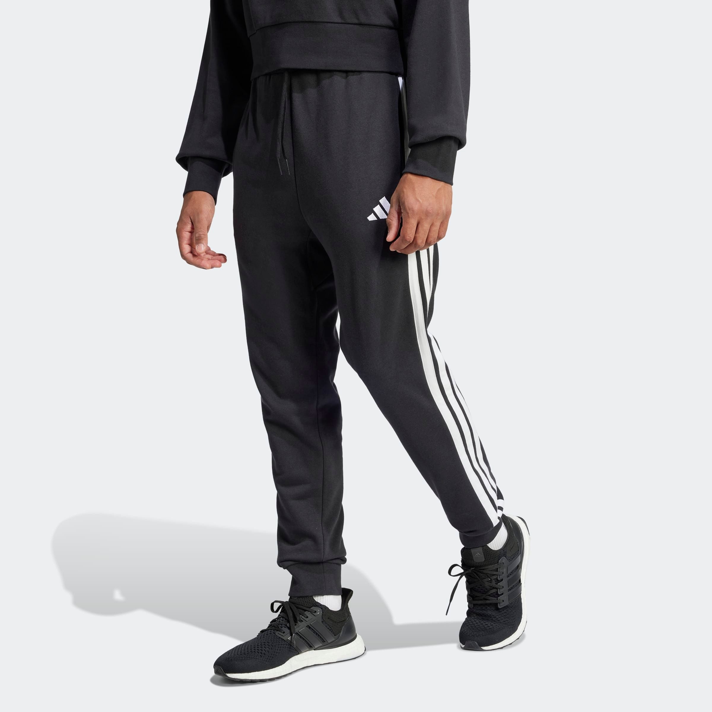 adidas Sportswear Sportbroek M 3S FT TC PT Joggingbroek van zacht French Terry materiaal (1-delig) heren sportbroeken maat M zwart