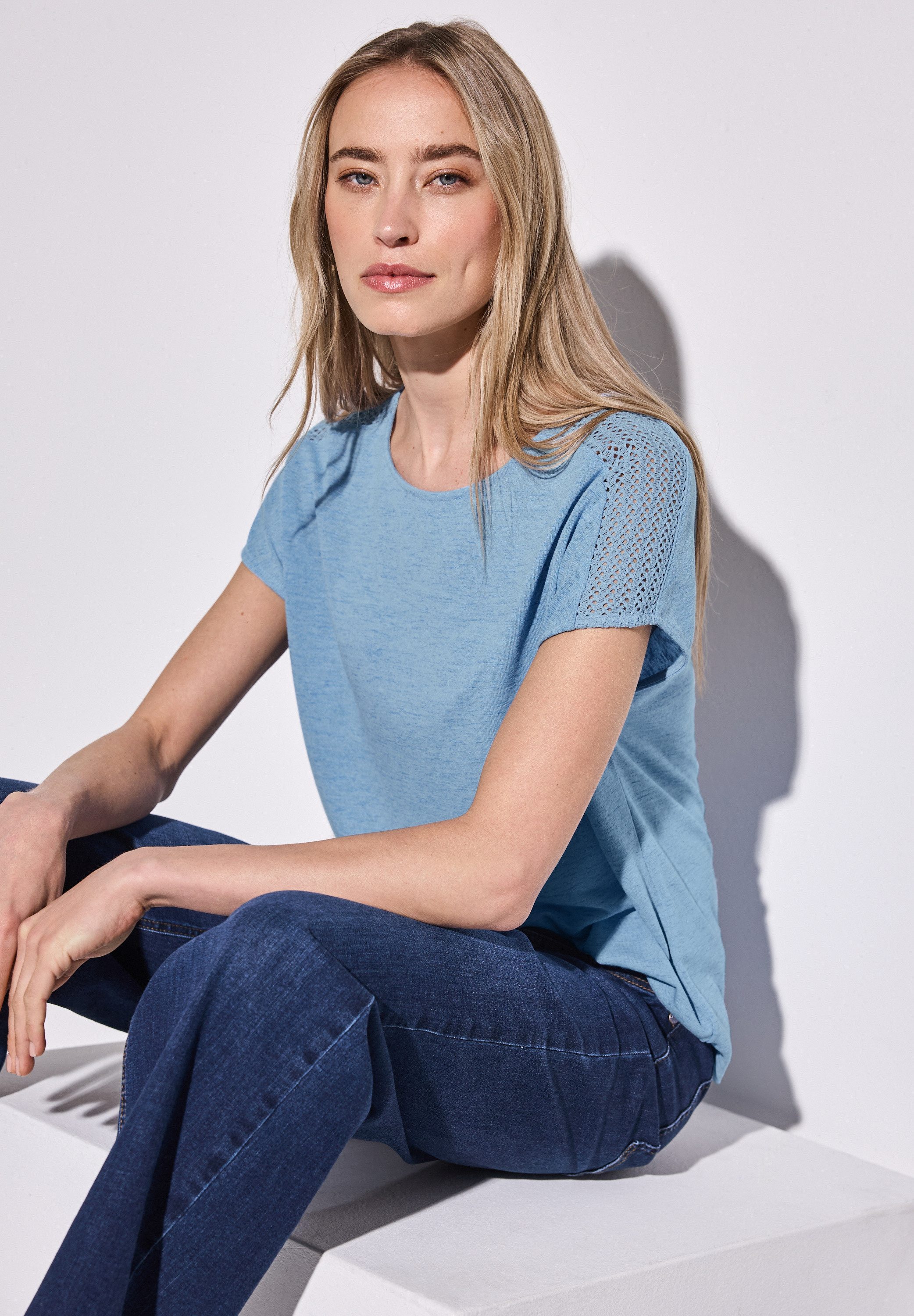 STREET ONE T-shirt met kanten detail