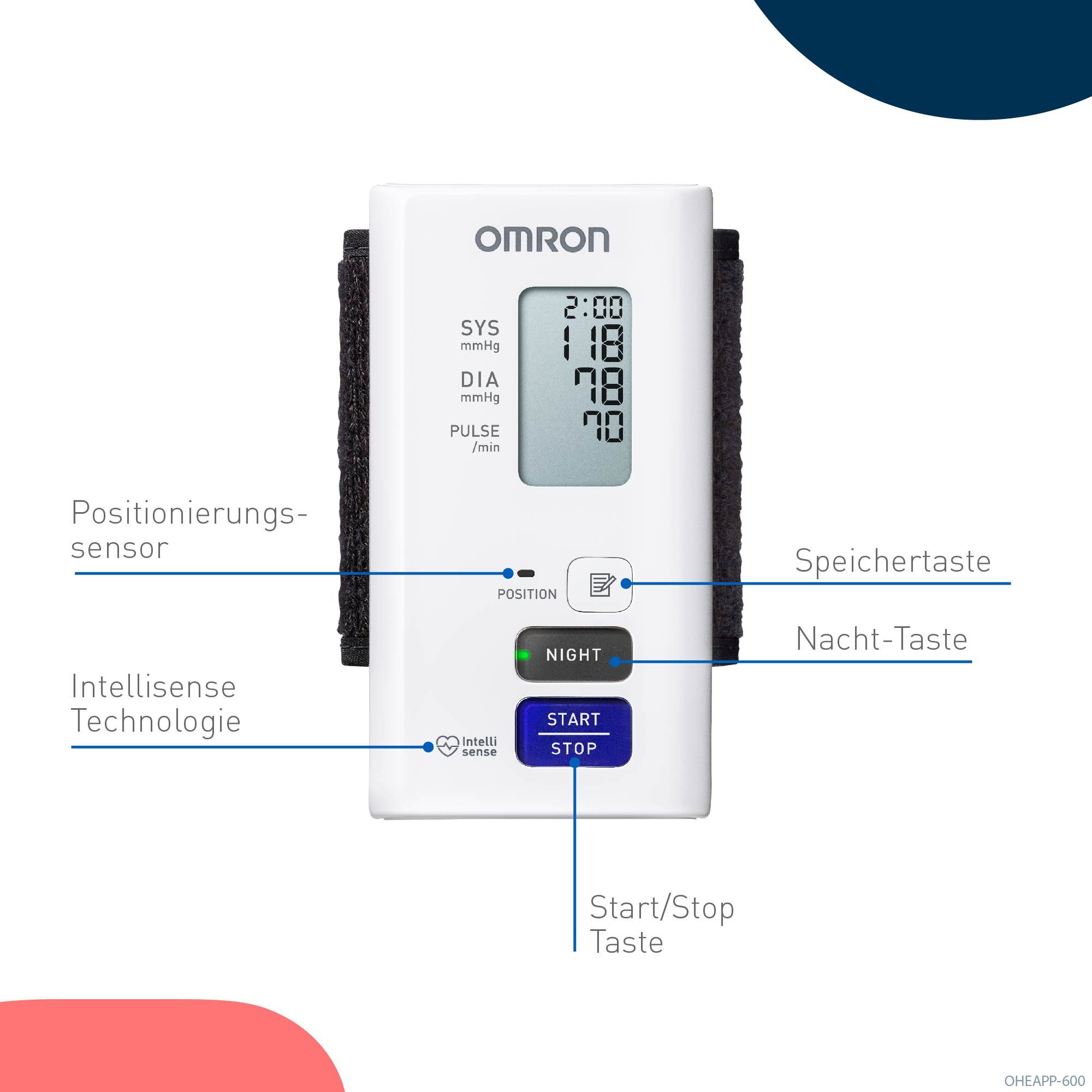 Omron Pols-bloeddrukmeter NightView