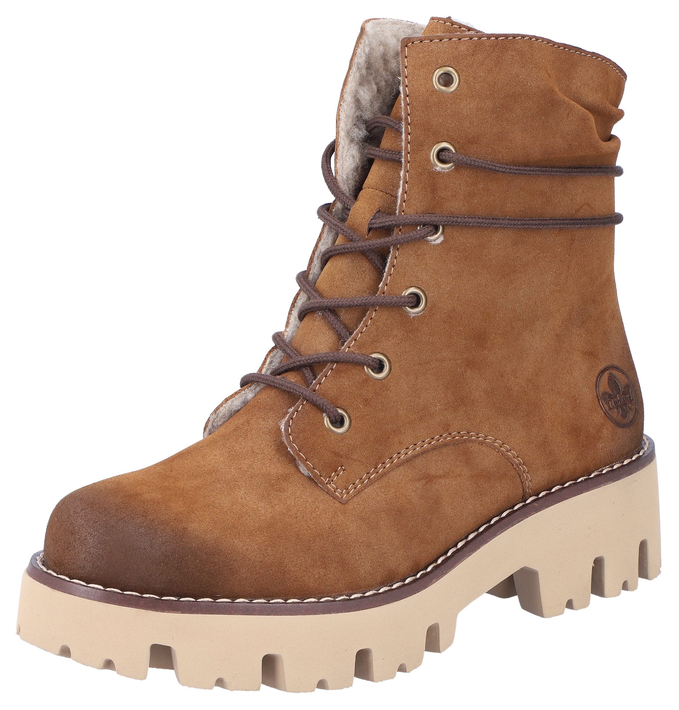Rieker Winterlaarsjes , veterschoenen, winterlaarzen, profielzool, met binnenrits dames winterlaarsjes maat 36 EU bruin