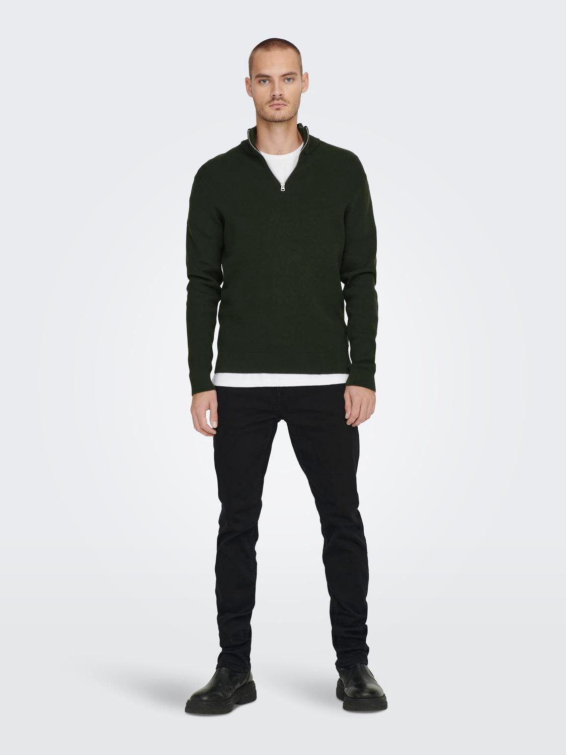 ONLY & SONS Gebreide trui ONSPHIL REG 12 STRUC HALF ZIP KNIT NOOS