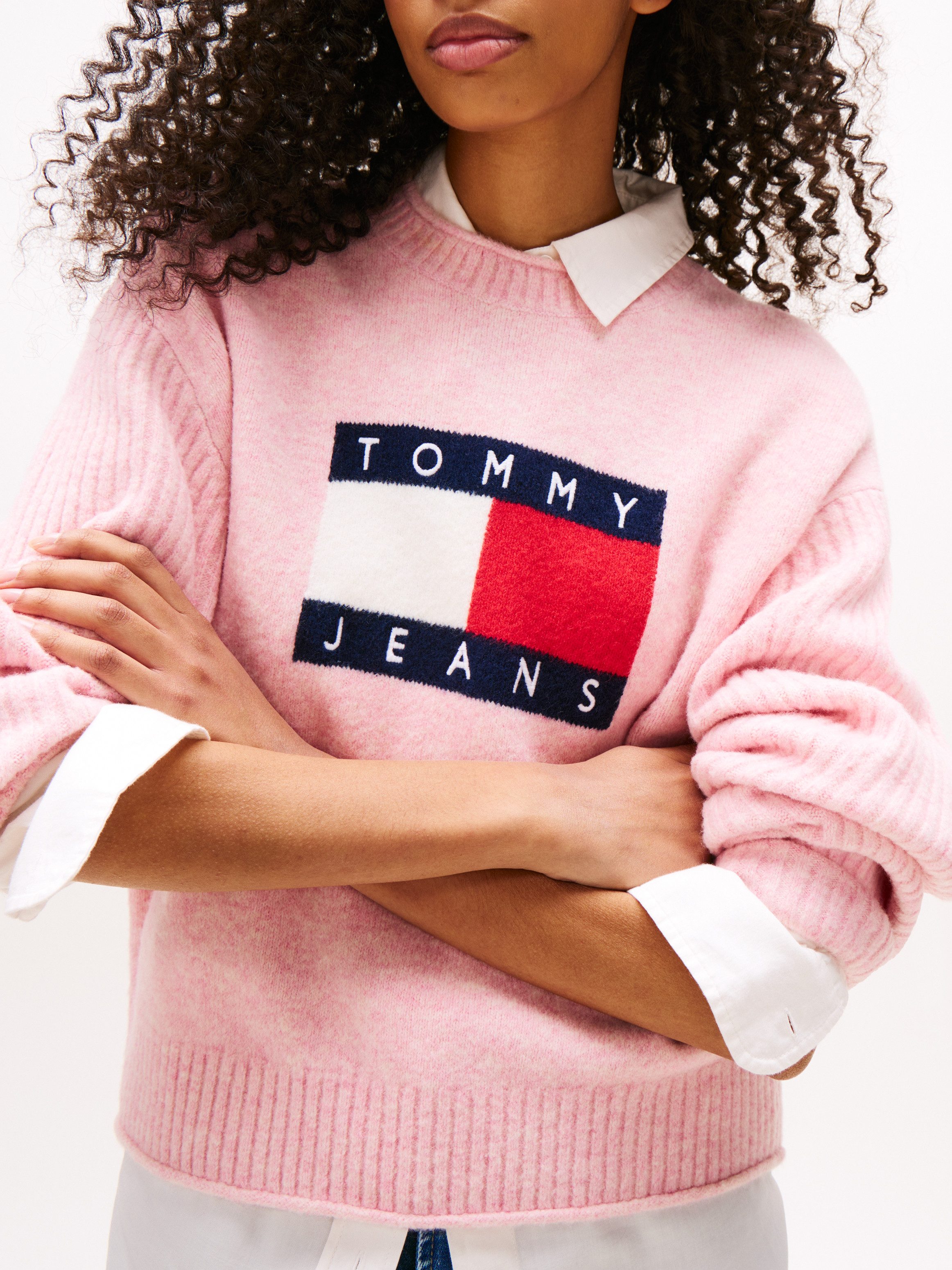 TOMMY JEANS Gebreide trui TJW MELANGE FLAG SWEATER RIB EXT