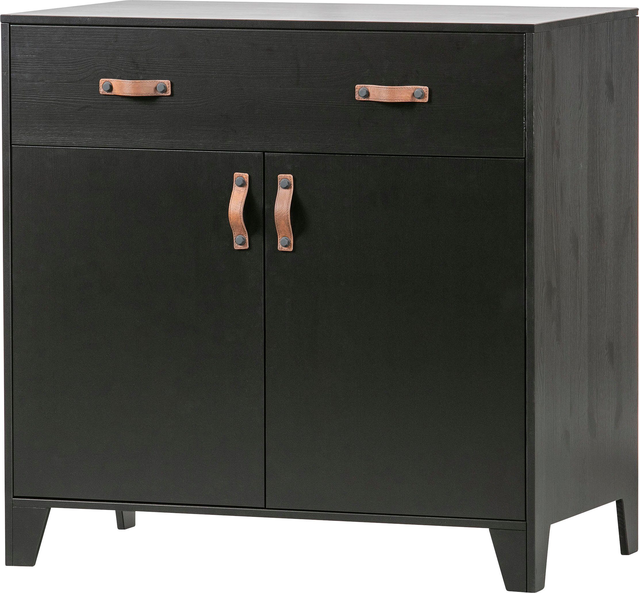 WOOOD Kast Dian van zwarte dennen, breedte 94 cm x hoogte 93 cm