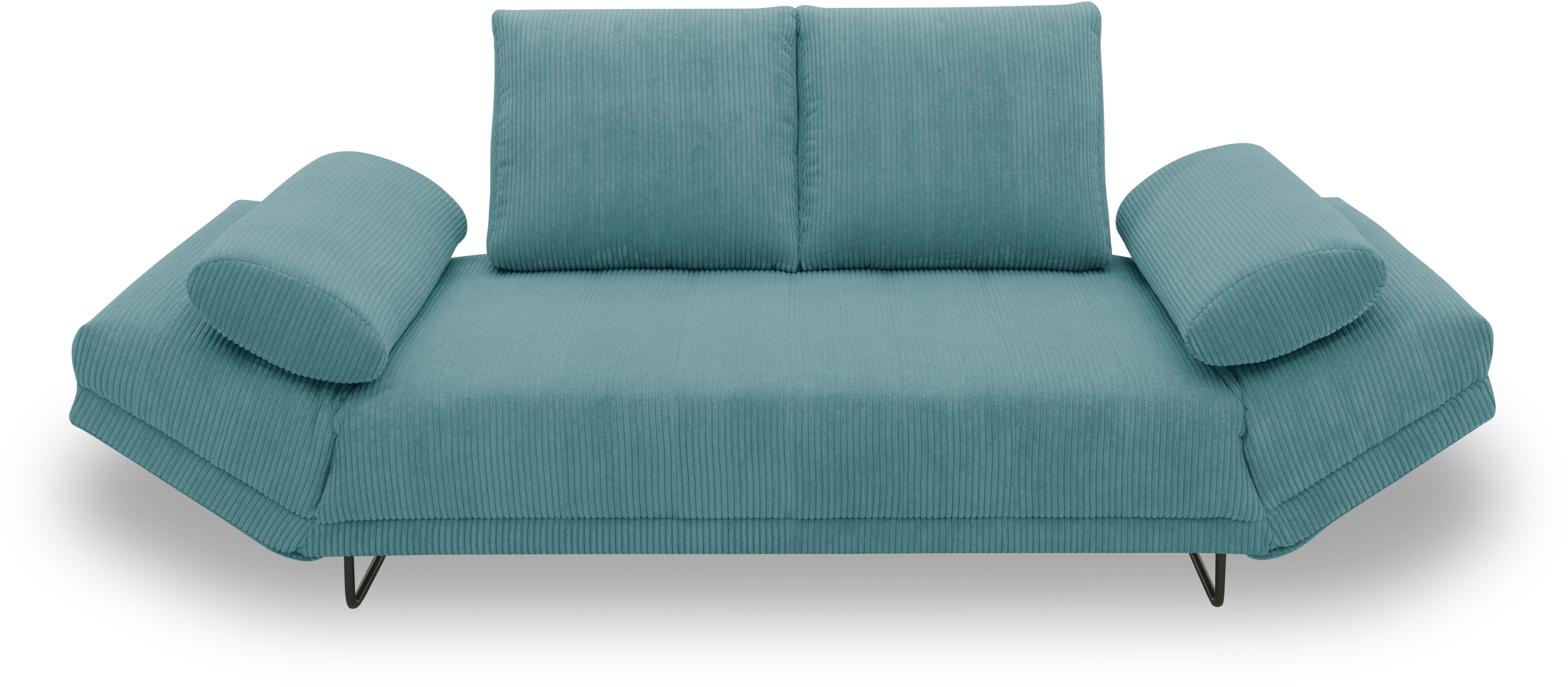 INOSIGN Slaapbank Jadelyn met inklapbare armleuningen, slaapbank met pocketvering, Breedte 250cm Binnenvering, ribfluwelen bekleding, incl. 2 armleuningkussens, ligoppervlak 97 x 250 cm
