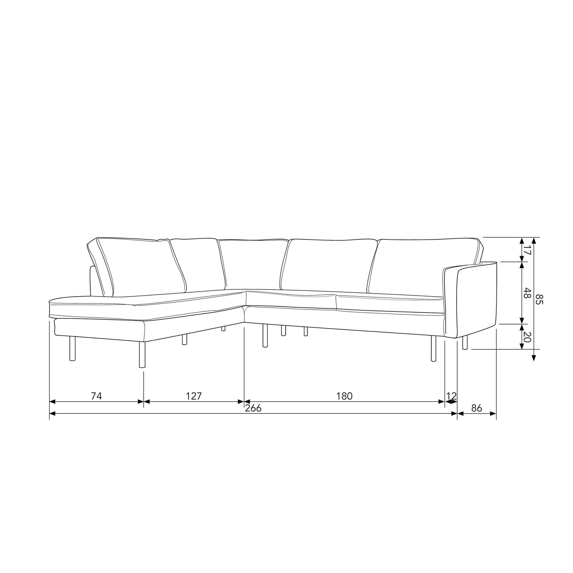 WOOOD Hoekbank Rodeo met gerecycled leer, vrijstaand, h 85 cm x b 266 cm