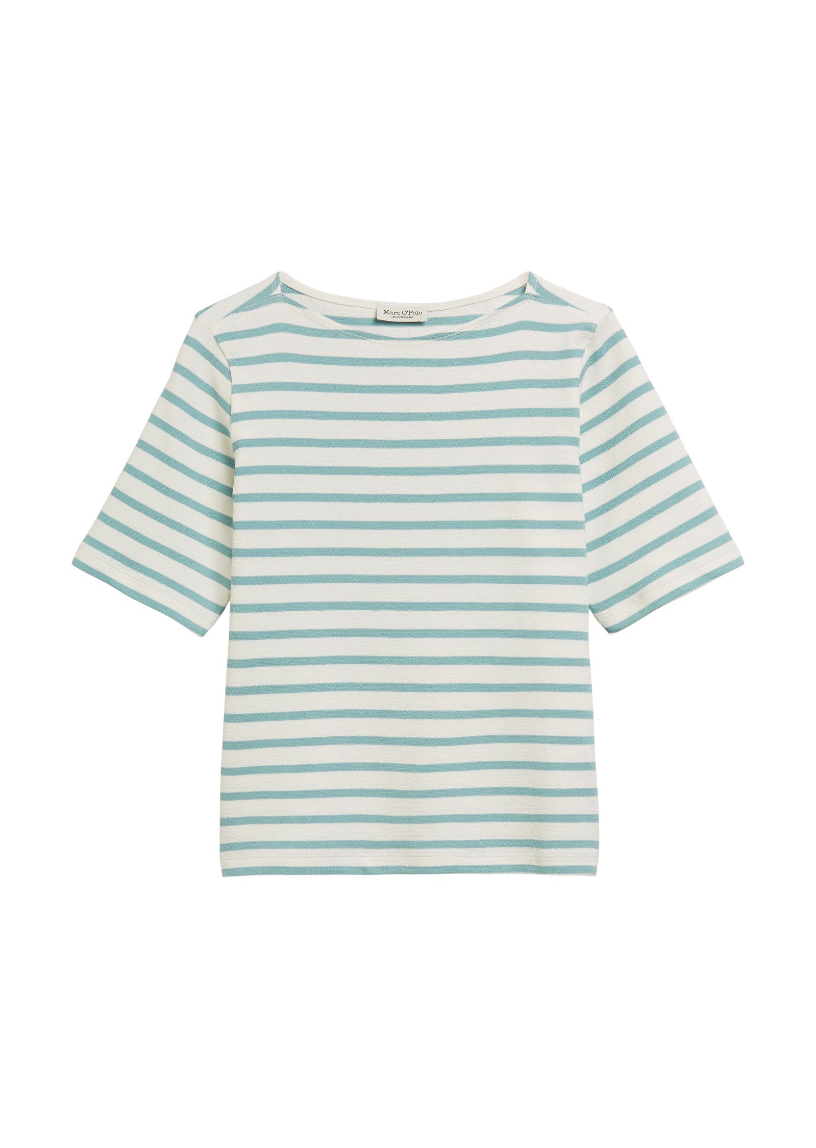 Marc O'Polo T-shirt gestreept, boothals, recht gesneden