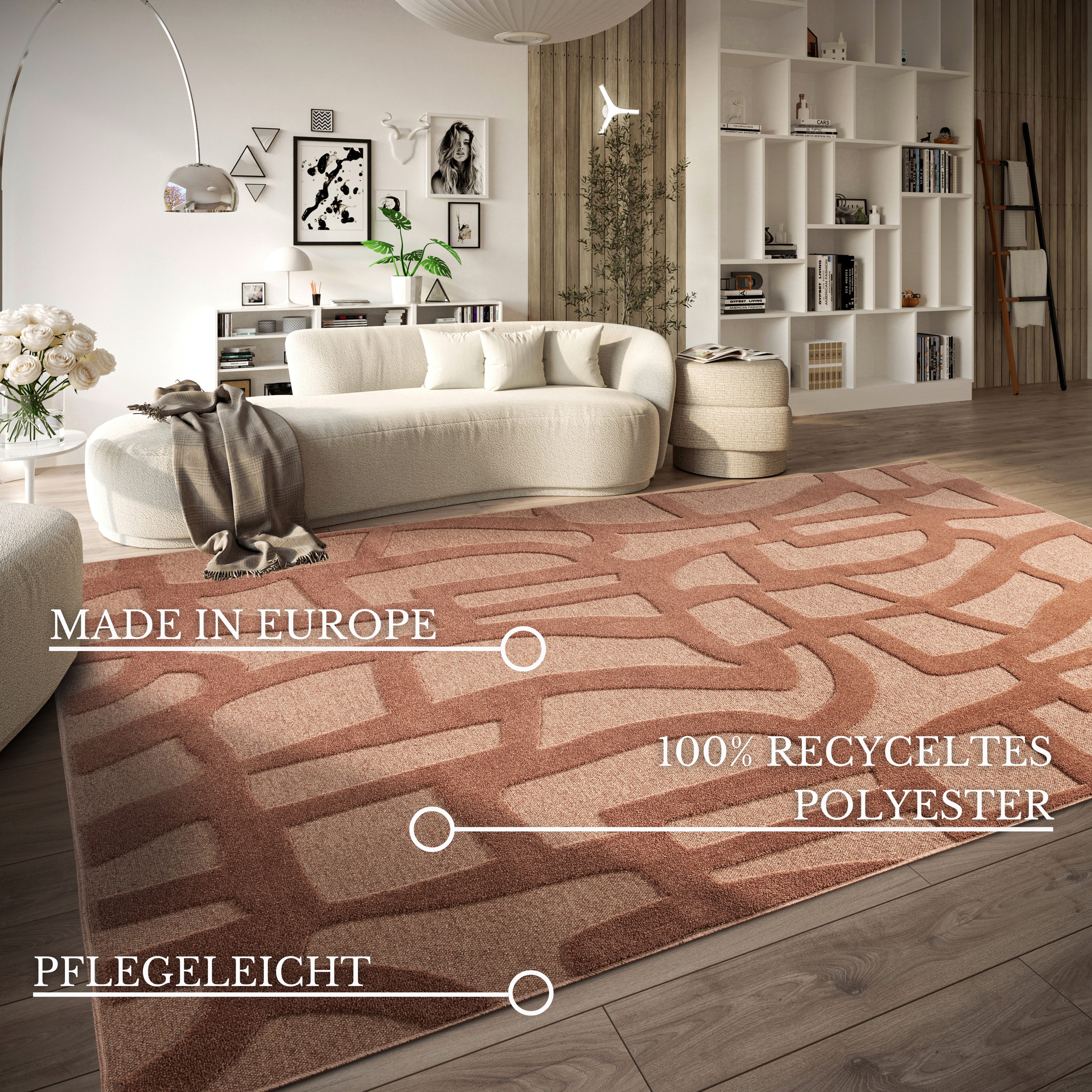 Villeroy & Boch Vloerkleed Therese Duurzaam, woonkamer, slaapkamer, modern, hoog-laag effect, gang