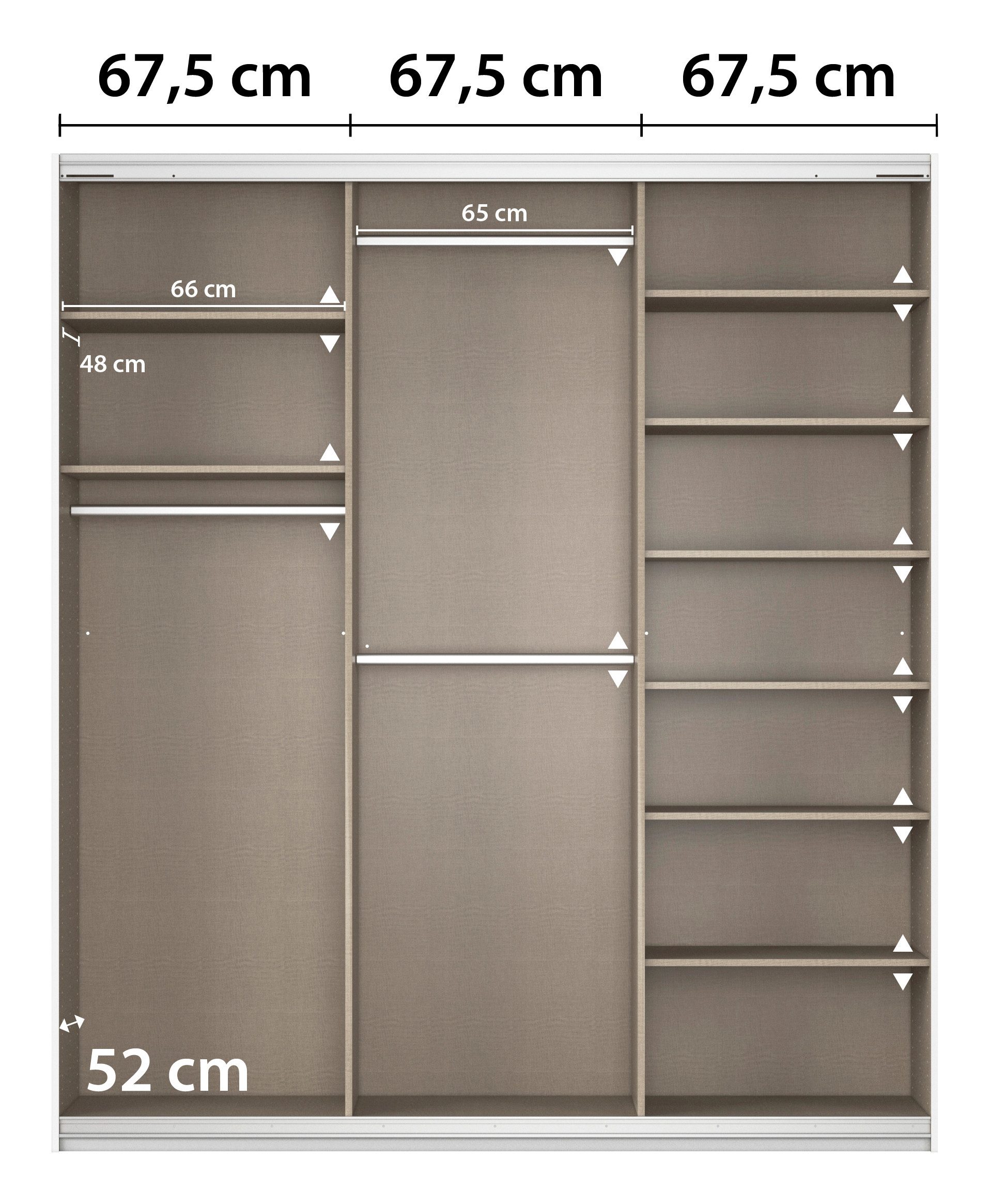 rauch Schuifdeurkast Kledingkasten kast garderobe AGORDO met glazen front doordachte binnenuitrusting, in 4 breedtes en 2 hoogtes made in germany