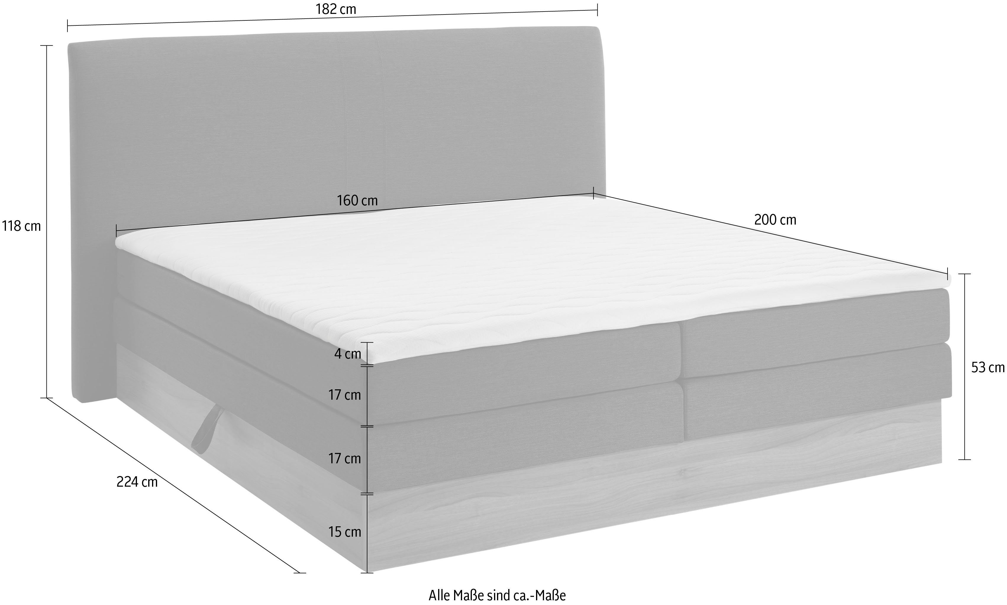 Home affaire Boxspring Blomen met walnoot-decor, met bedkist, verschillende hardheden, met topmatras