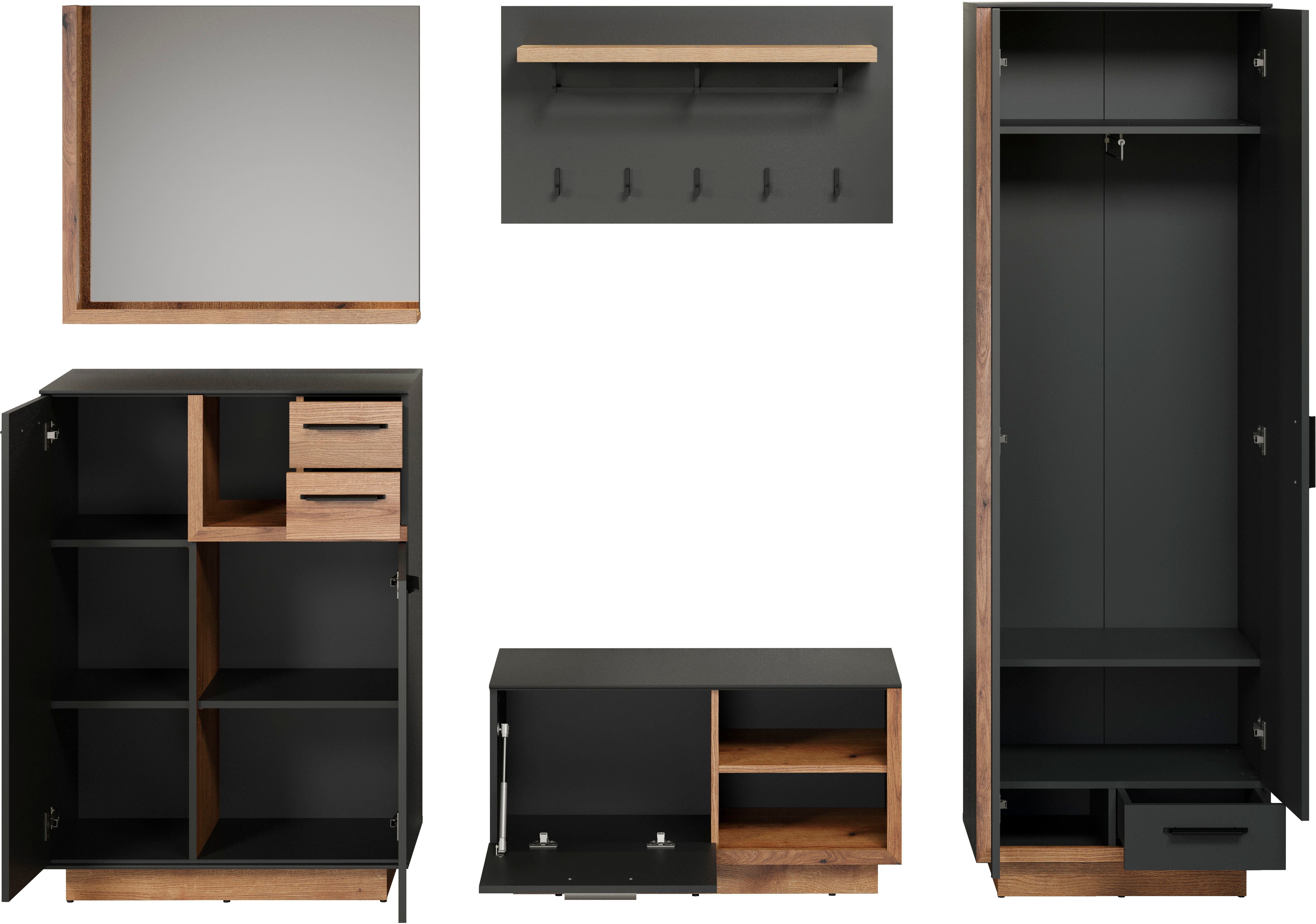 INOSIGN Halmeubelset Premont Elegante garderobemeubels op sokkels - Met 2 spiegels - Soft-Close (5-delig)