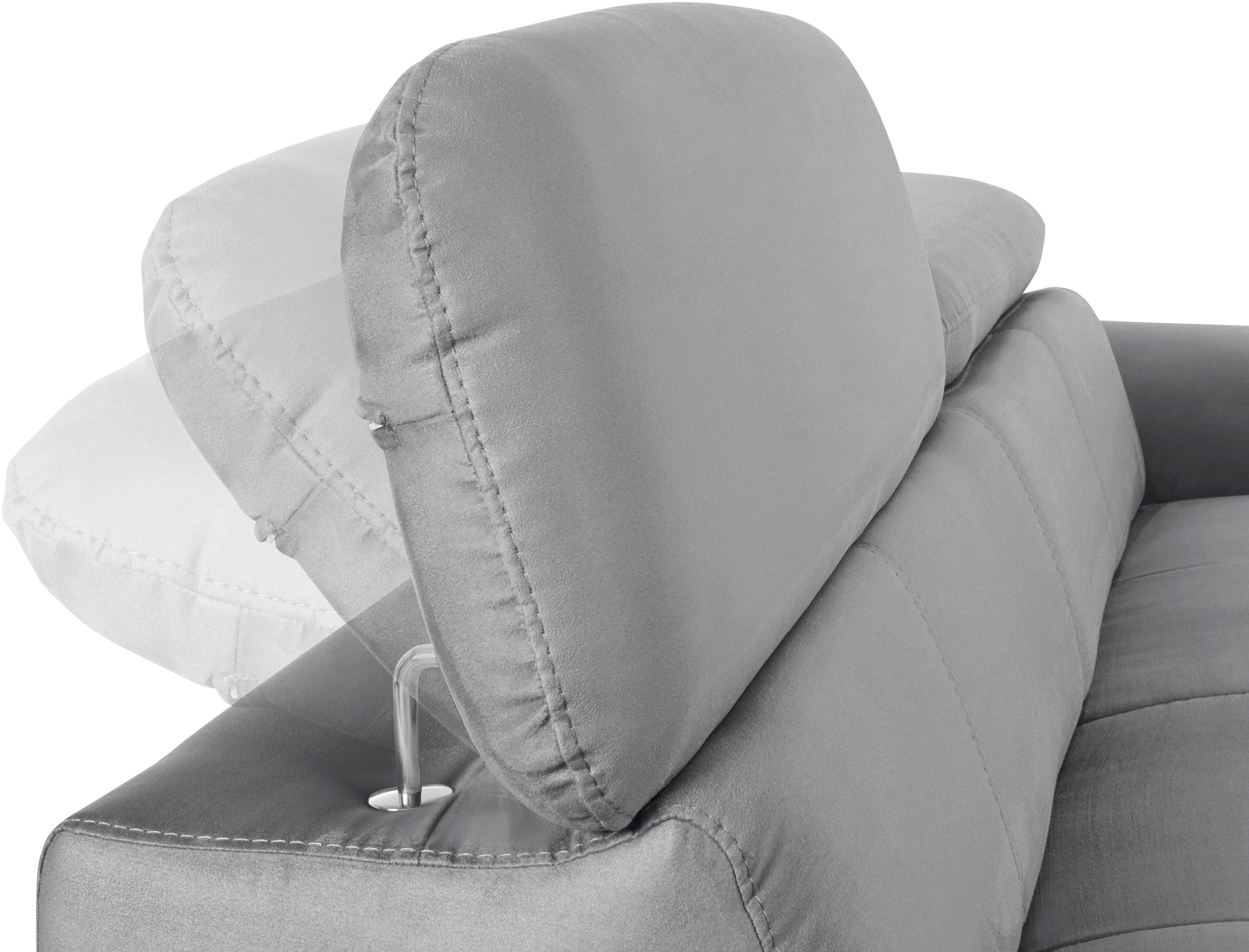 COTTA 3-zitsbank Chef Big-sofa met verstelbare rugleuning, elegante metalen poten