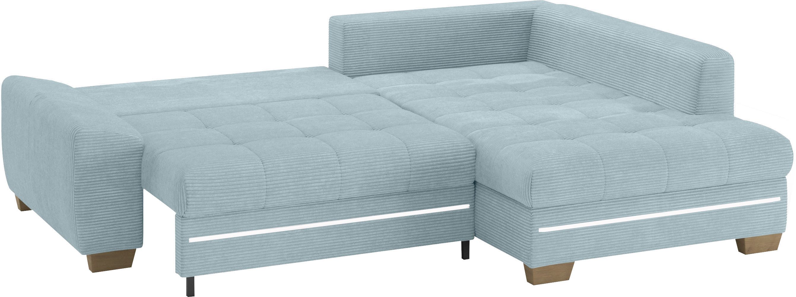 Mr. Couch Hoekbank Nikita II, L-vorm met koudschuim, rgb-led-verlichting, optioneel met bed, bedlade