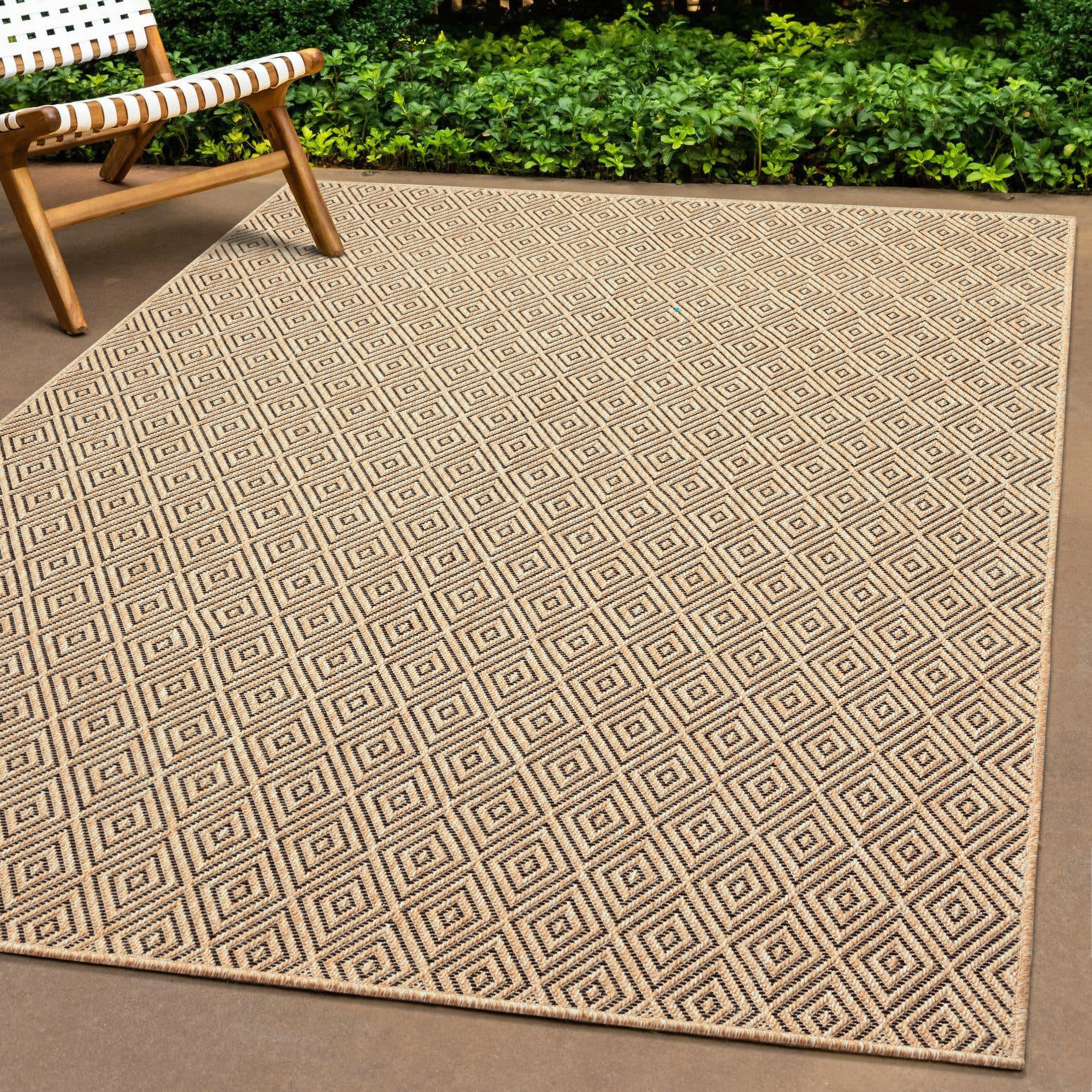 OTTO The carpet Vloerkleed Kansas moderne robuuste in- en outdoor tapijt jute look moderne vloerkleden maat 140 cm x 200 cm x 1 mm beige
