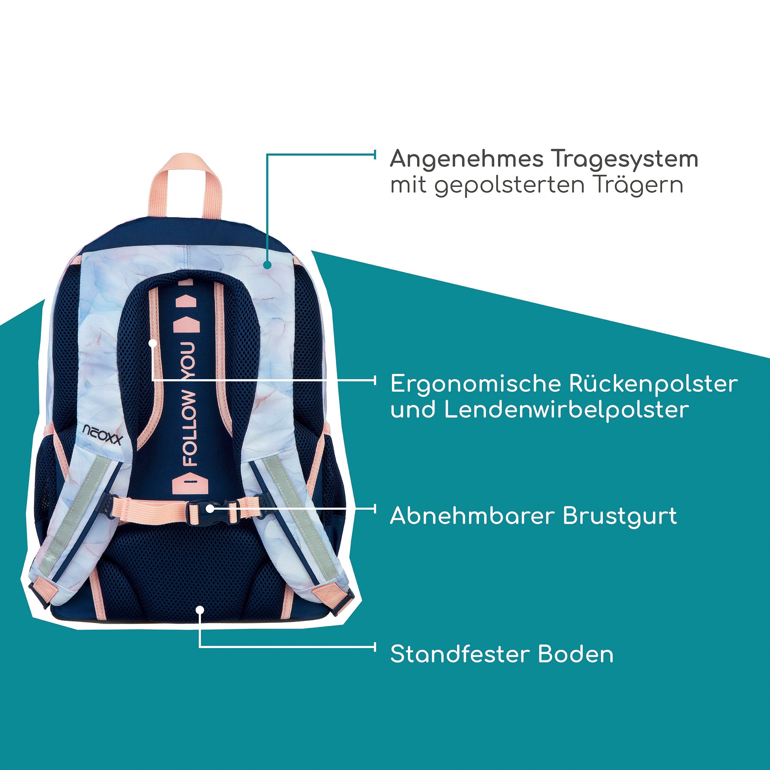 neoxx Schoolrugzak Flow, Dreaming of Pastel gedeeltelijk van gerecycled materiaal